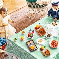 Vista 5 de Civaner Juego de 50 piezas de accesorios de comida rápida en miniatura para casa de muñecas, mini comida de Navidad, bebida mixta de resina, mini