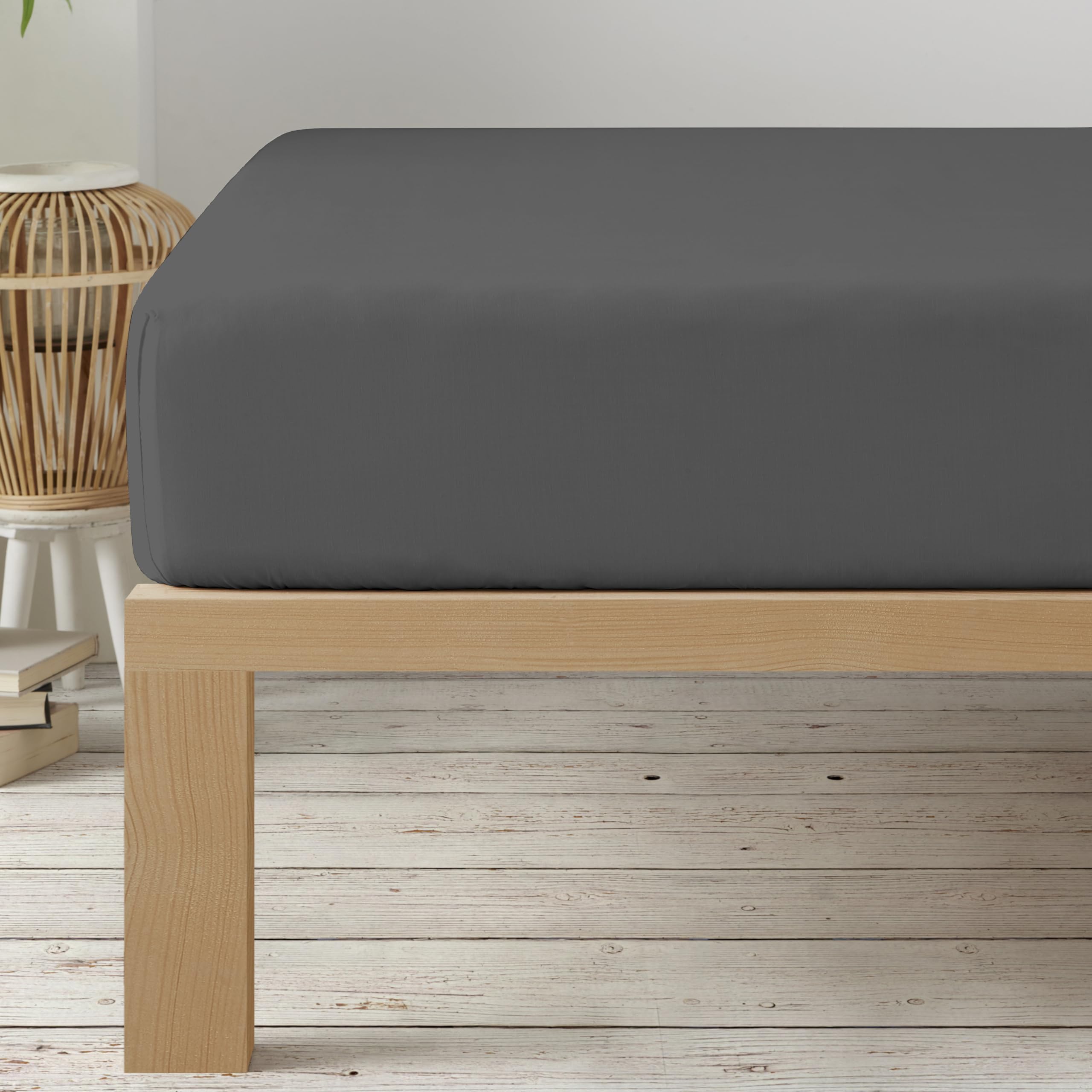 Degrees home - Adjustable fitted sheet 105 x 200 - Deep pocket - Polyester microfibre Bed 105 cm, Slate, 105x200 - Image 2