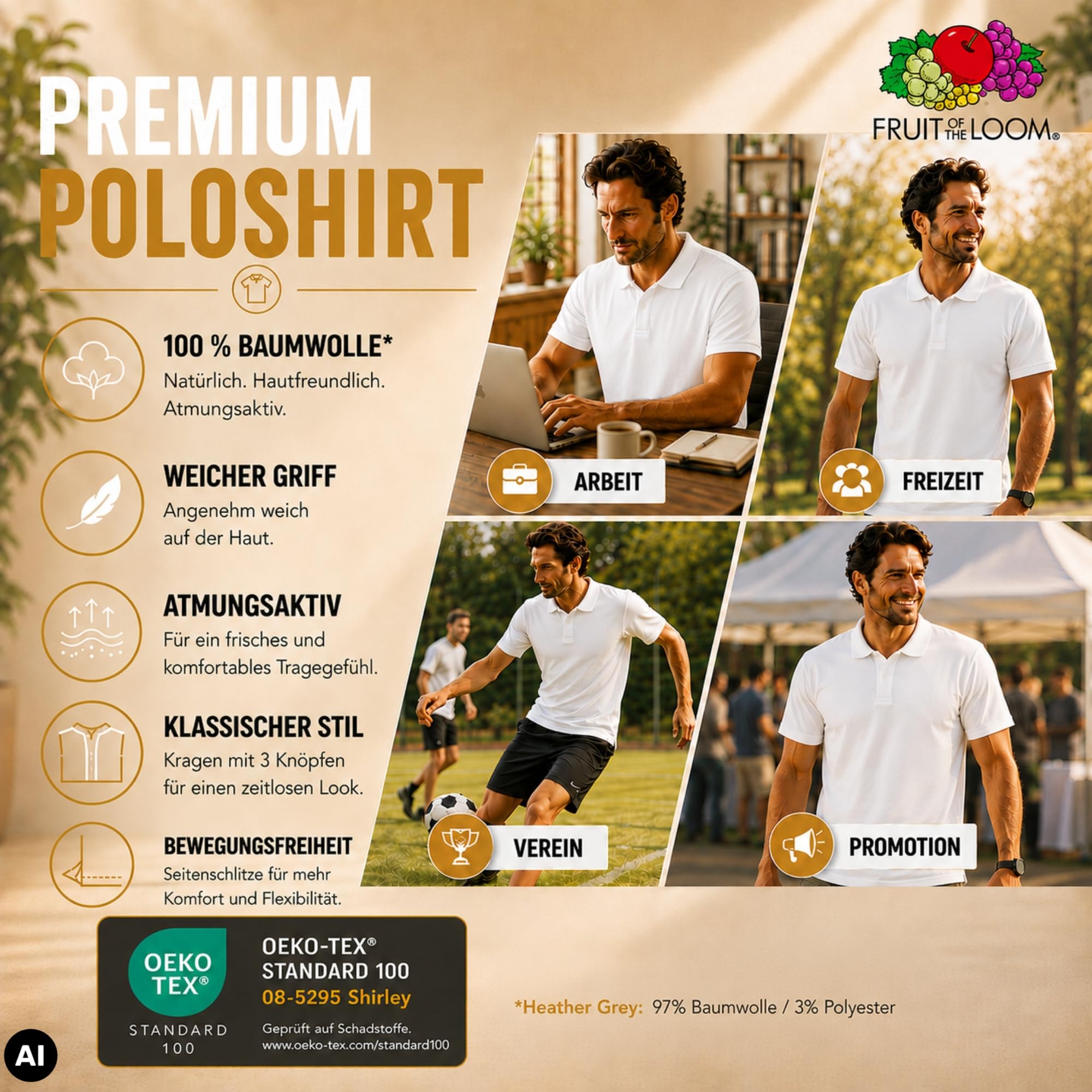 Fruit of the Loom Herren-Poloshirt