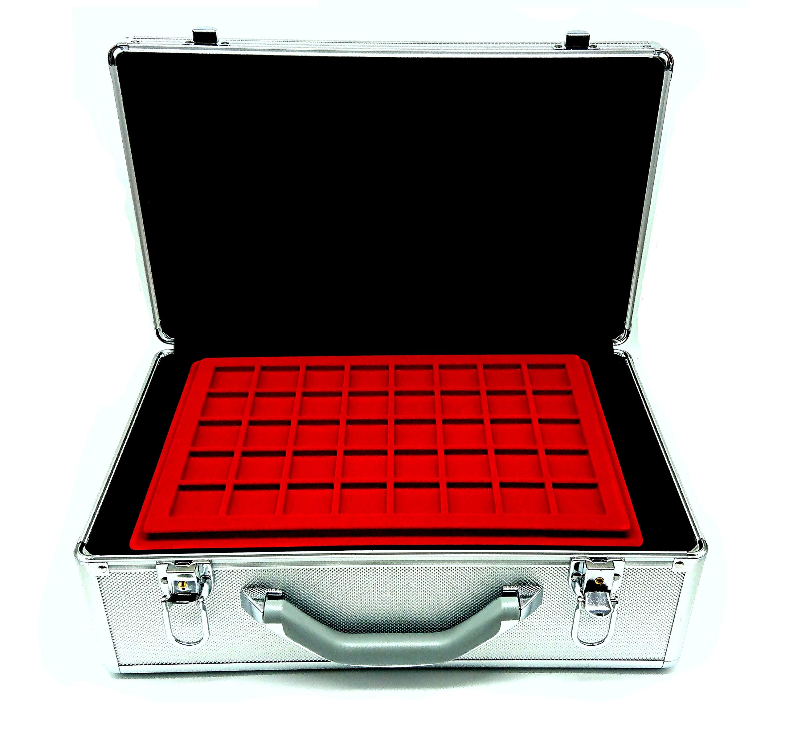 Maletín grande de aluminio para monedas con 12 cajones rojos para 480 monedas (2/10/20 euros), rojo
