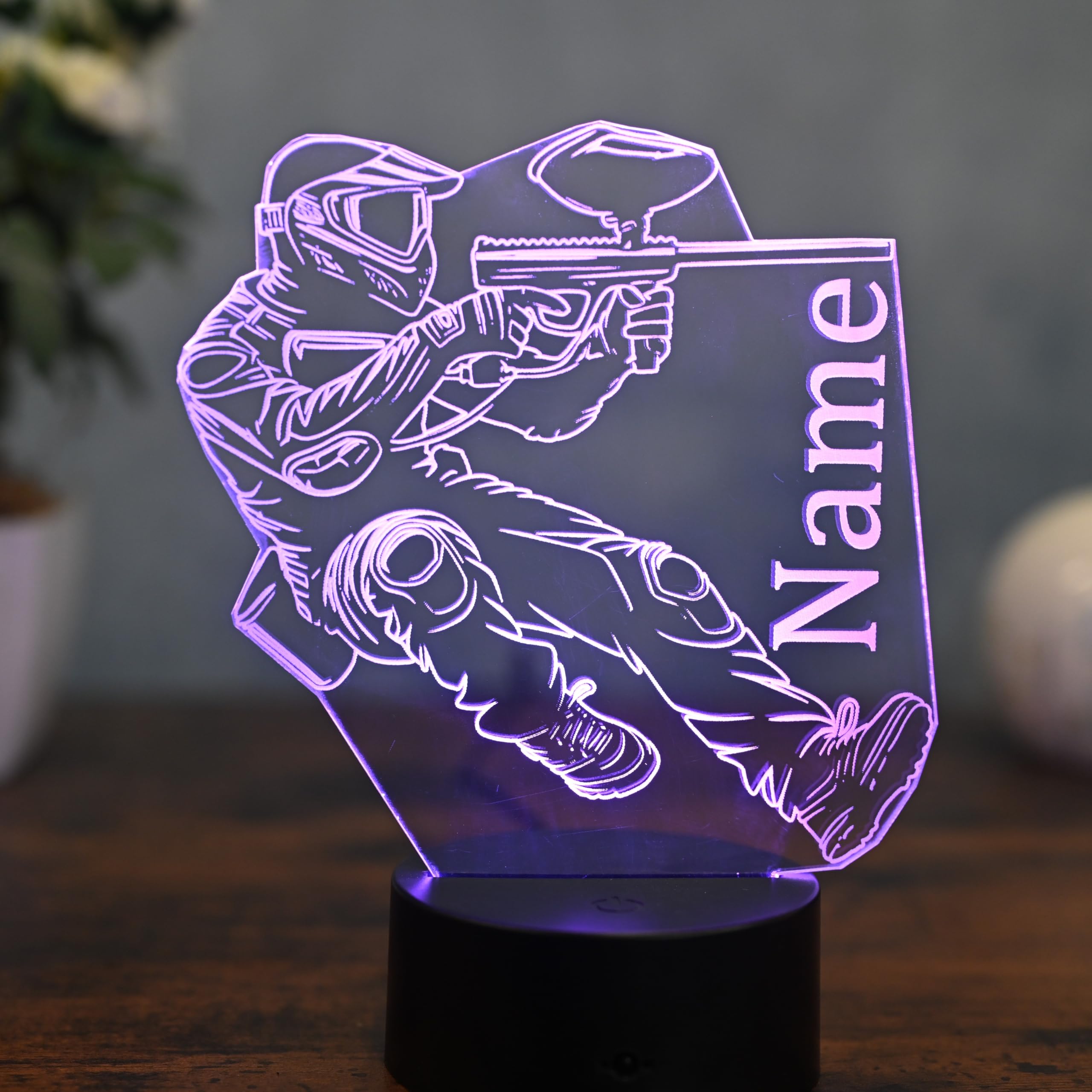Paintball Lampe – LED Licht für Paintball Spieler – Personalisiertes Geschenk – Paintball Team Logo und Grafik – Paintball Deko und Motiv