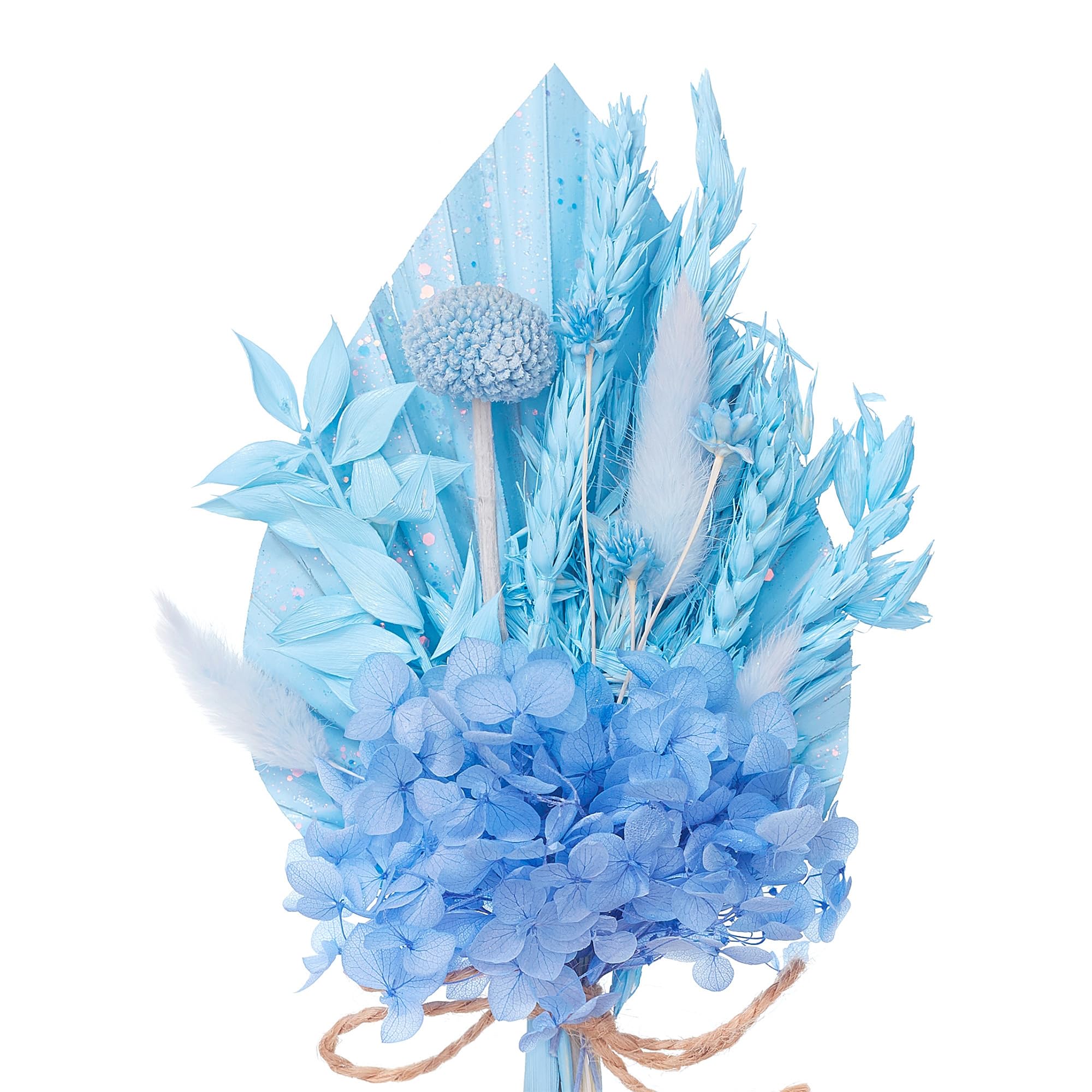 The Baked Studio - Dried Flowers For Cakes Decoration And Crafts With A Blue Glitter Palm Spear (Pastel Blue Glitter) — image 1