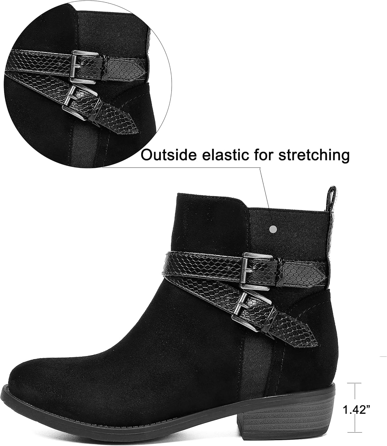 VJH confort Women's Ankle Boots,Round Toe Low Heel Comfort Elastic Booties...  - Picture 14 of 30