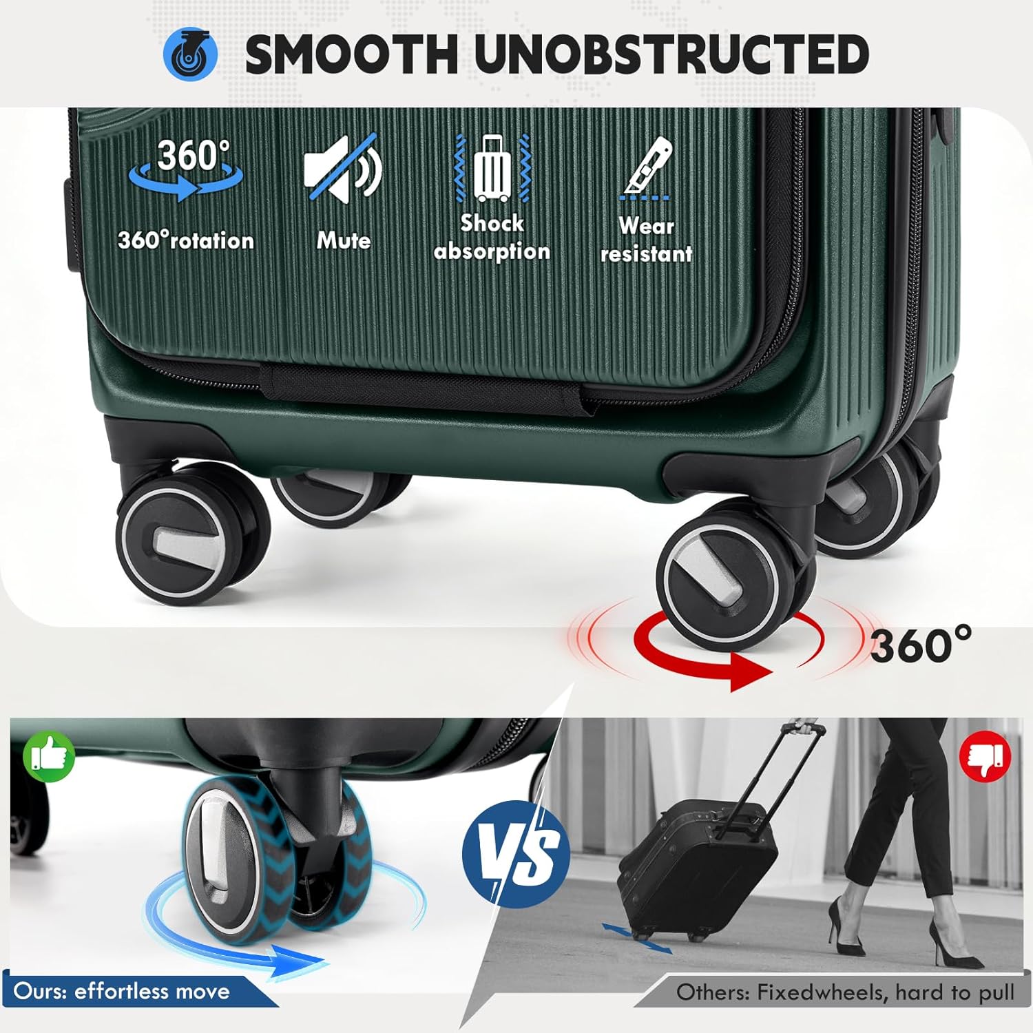 RAINSMORE Carry on Luggage 20 Inch Expandable, Airline Approved Carry on Suitcase Top Opening Hard Shell Rolling Travel Luggage with TSA Lock & Spinner Wheels, Green - Image 7