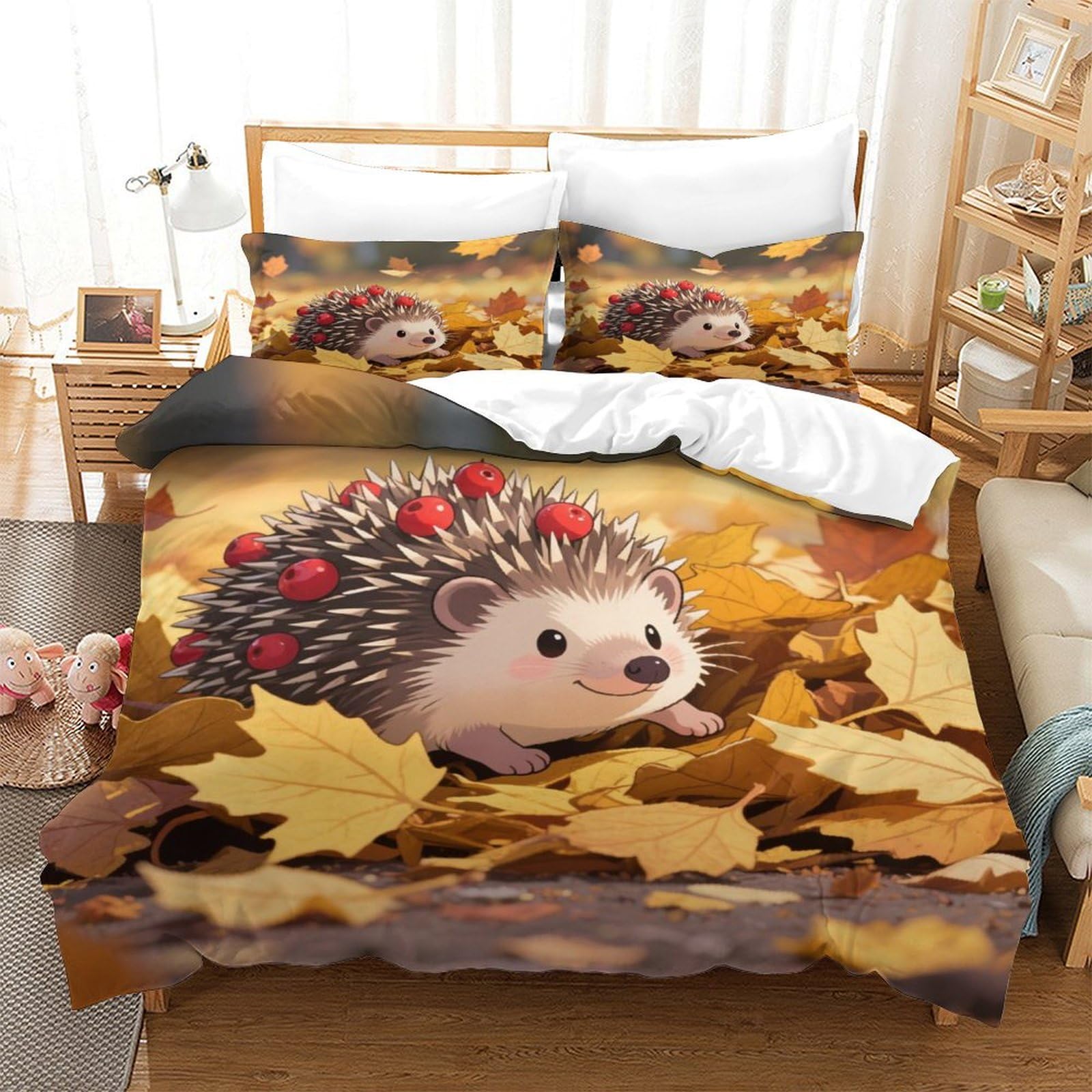 Housse de couette 140x200 cm avec 2 taies d'oreiller en microfibre douce pour lit simple