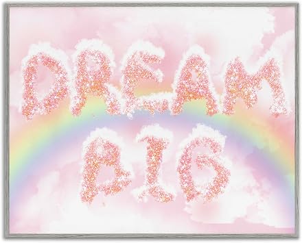 Dream Big Sparkle Cloud Typography, 24 x 30 Inch Framed Giclee Print