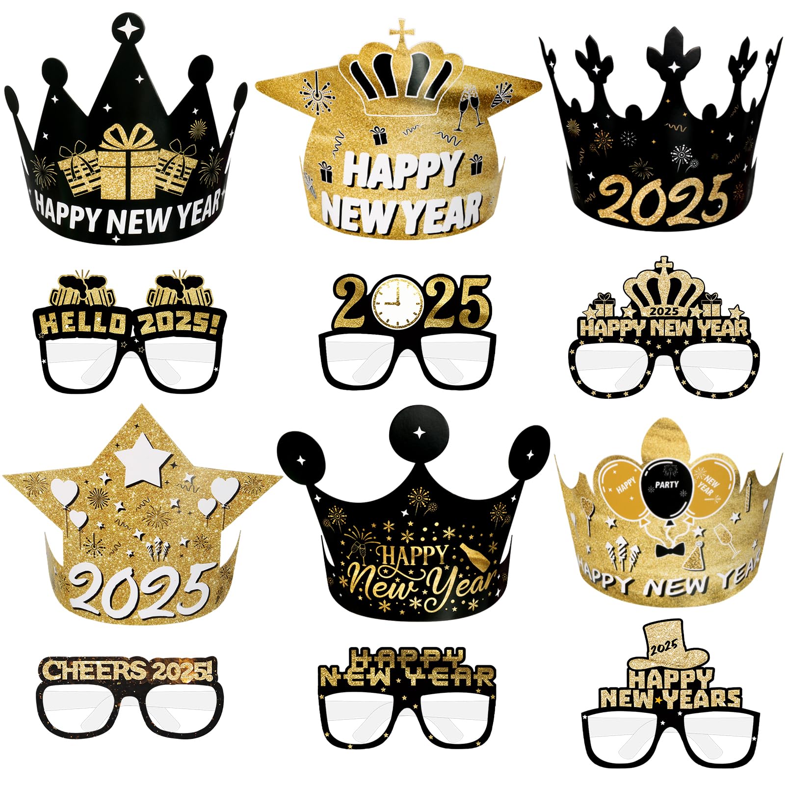 Runloon 12Pcs Thanksgiving Paper Hat and Thanksgiving Eyeglasses, Thanksgiving Paper Crown Glasses for Thanksgiving Party