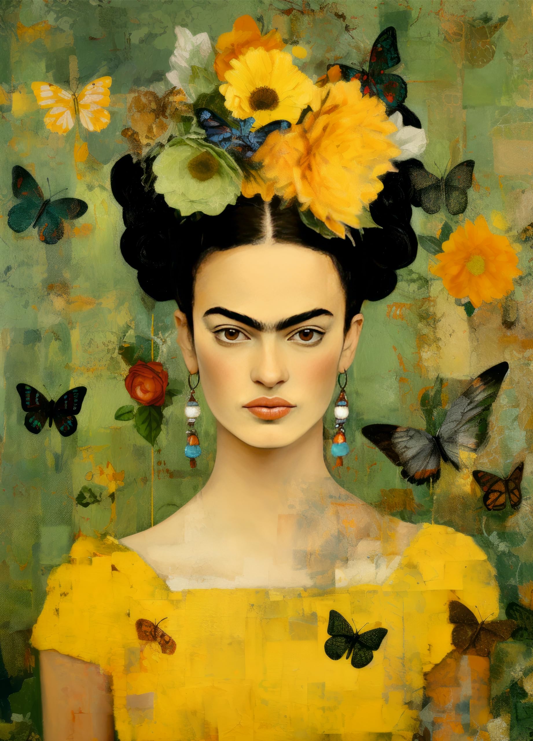 Frida in gelbem Reispapier, 29 x 40 cm, Decoupage-Papier-Design für Möbel, gemischte Medien, Karten & Handwerk, Decoupage von CRAFT KREATIVELY