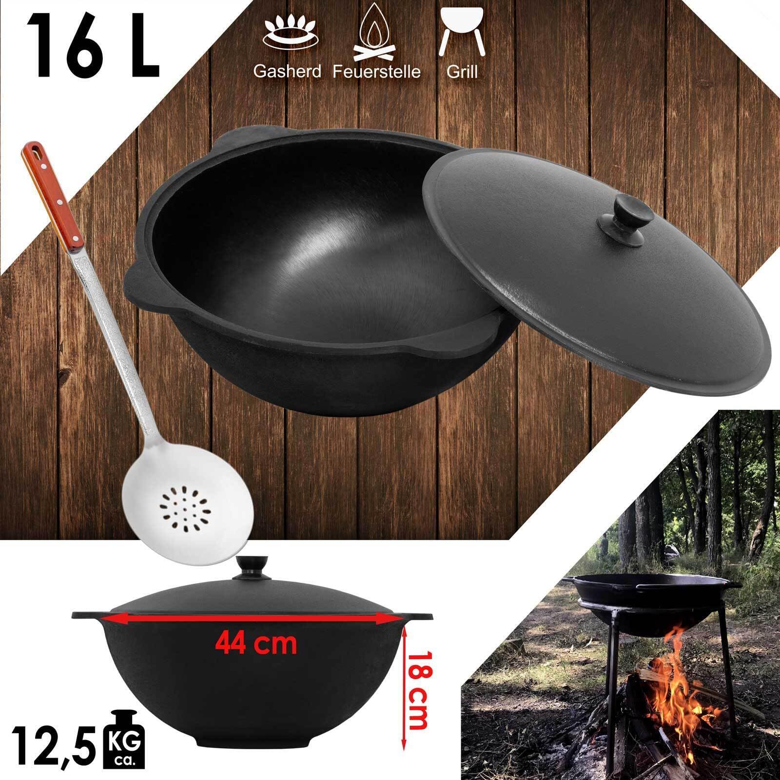 Kazan Kazan - Coperchio in ghisa 16 l, per campeggio, barbecue, Asia