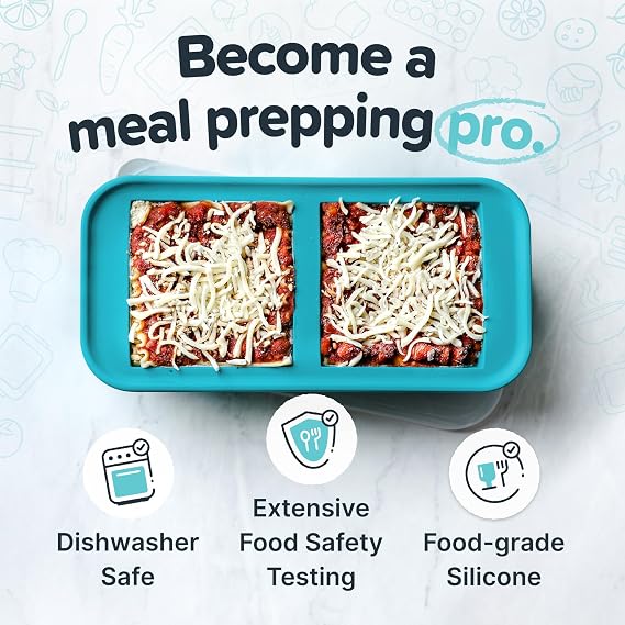 Souper Cubes 2 Cup Silicone Mold for Food, 100% Platinum-Cured Silicone Freezer Mold, Oven and Microwave Safe, Perfect for Storing Lasagna, Casseroles, Portioned Meals and More - Aqua, 1-Pack