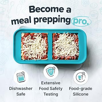 Souper Cubes 2 Cup Silicone Mold for Food, 100% Platinum-Cured Silicone Freezer Mold, Oven and Microwave Safe, Perfect for Storing Lasagna, Casseroles, Portioned Meals and More - Aqua, 1-Pack