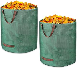 Gartenabfallsack, Gartenabfallsack Stabil, Abfallsack Garten mit Trageschlaufen Faltbar, Robust und wasserdicht für Grünschnitt, Laub, Rasenschnitt, Gartenabfälle (Grün 2)