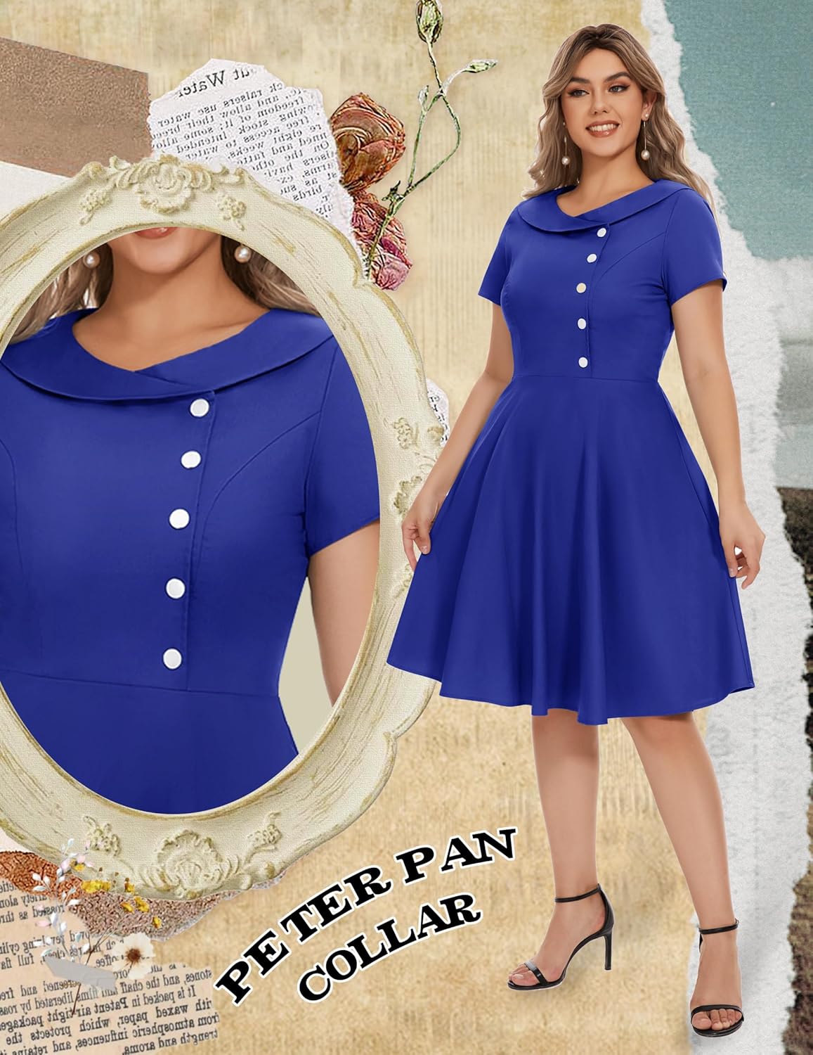 Wedtrend Women's 1950s Vintage Audrey Hepburn Style Cocktail Swing Dresses - Image 3