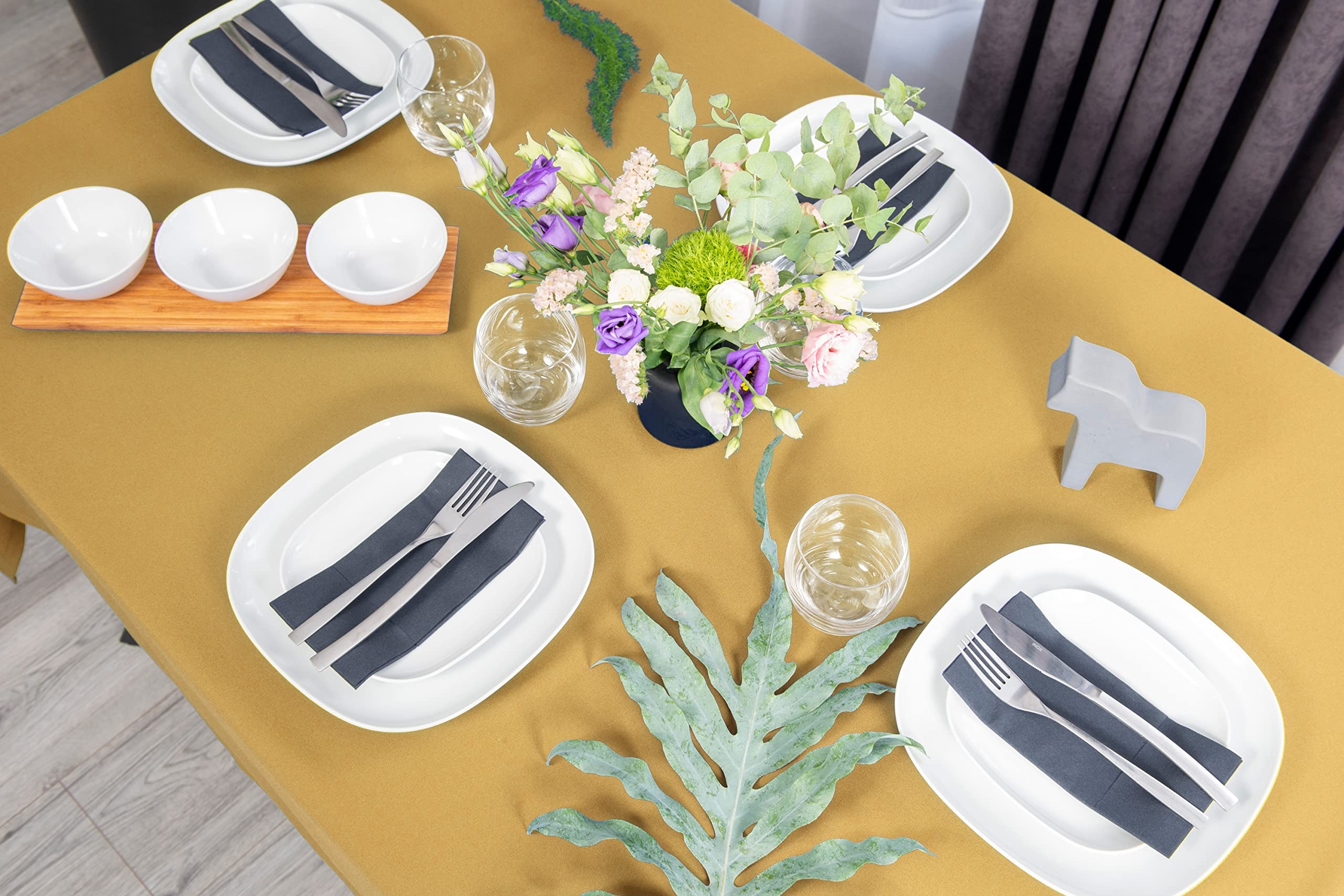 NIBLO Tablecloth Table Runner Table Linen Table Decoration Table Cloth (Mustard, Tablecloth - 100 x 100 cm) - Image 2