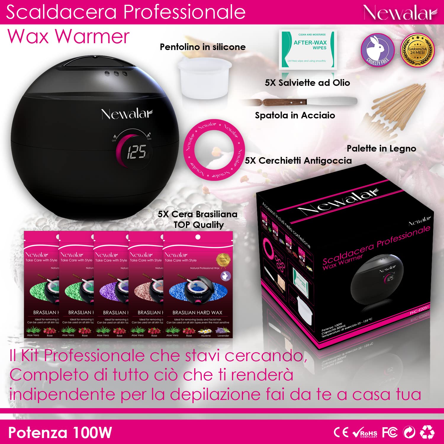 Scaldacera Brasiliana Kit Completo Depilatore Viso Corpo