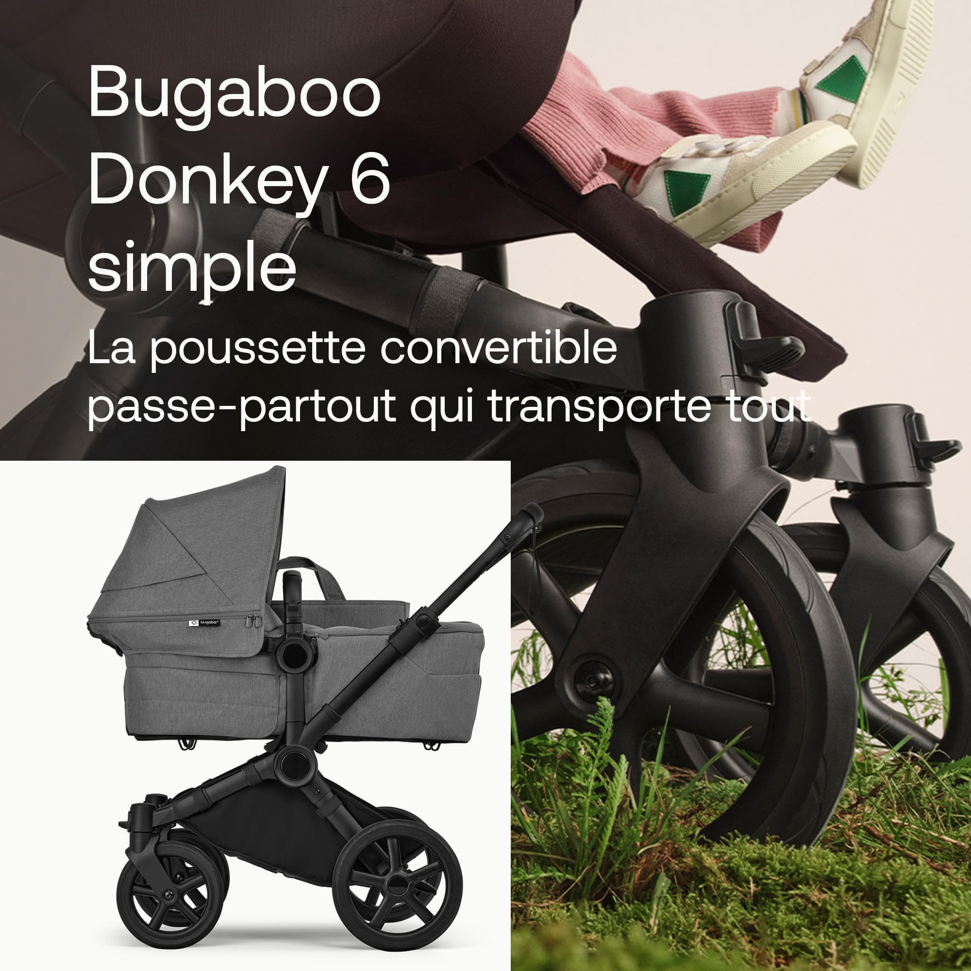 Poussette Bugaboo Donkey 6 simple, convertible en modes double et jumeaux
