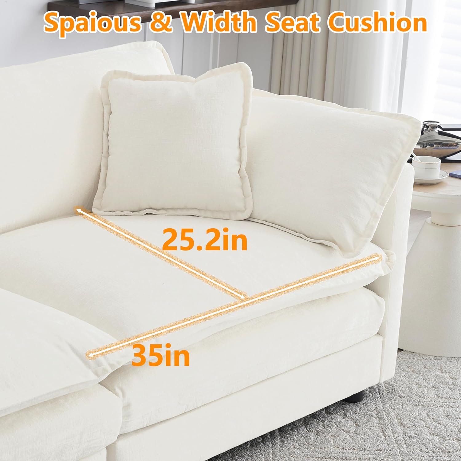 76.7" Chenille Modular Sectional Sofa, Comfy Cloud Couch Sectional Sofa, Modern Deep Seat Loveseat Sofa, for Living Room, Bedroom, Apartment (Beige, 76.7Inch-L Shape)