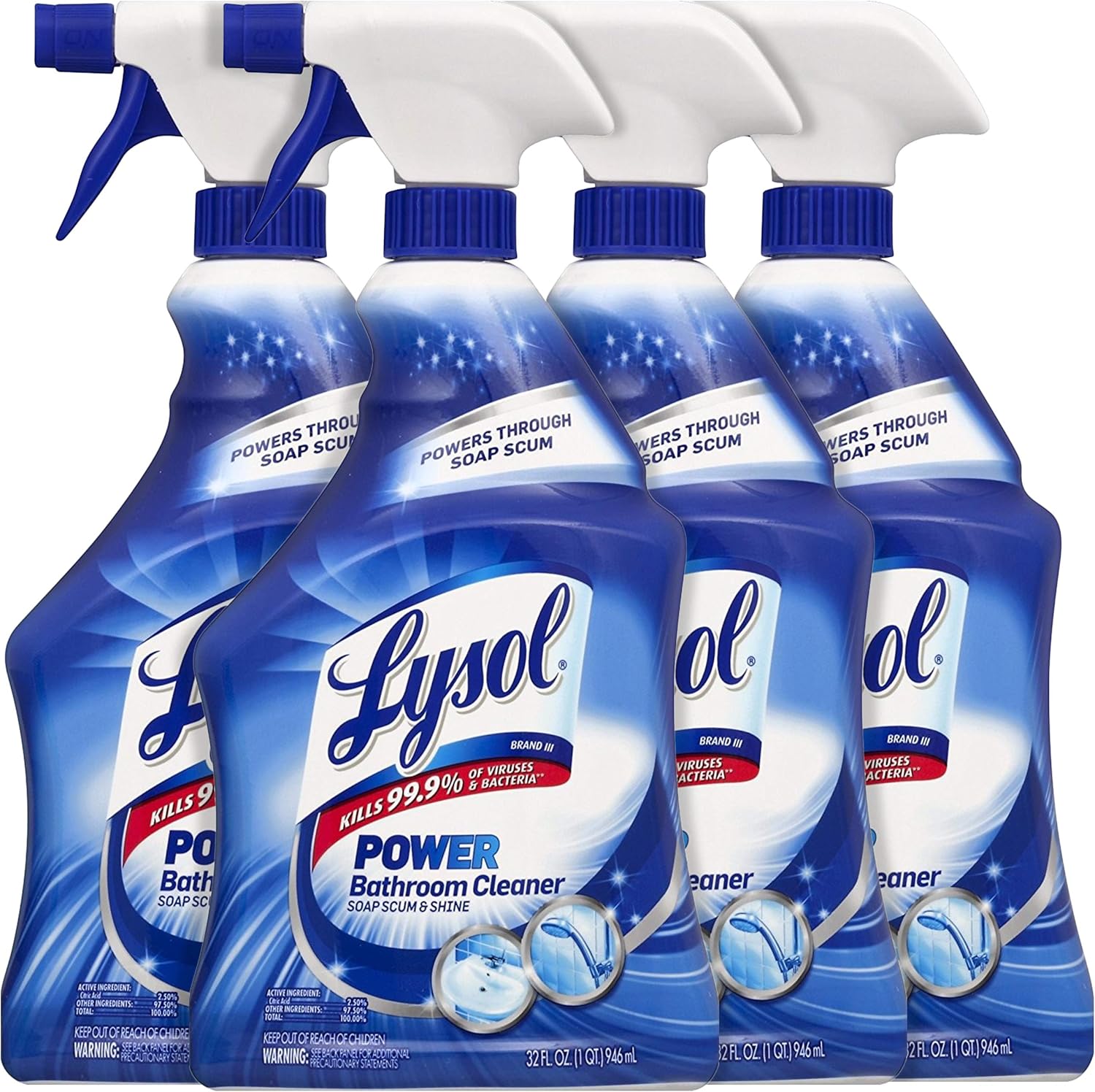 Lysol Bathroom Cleaner, Island Breeze Scent, 32 Ounce (Pack of 4)