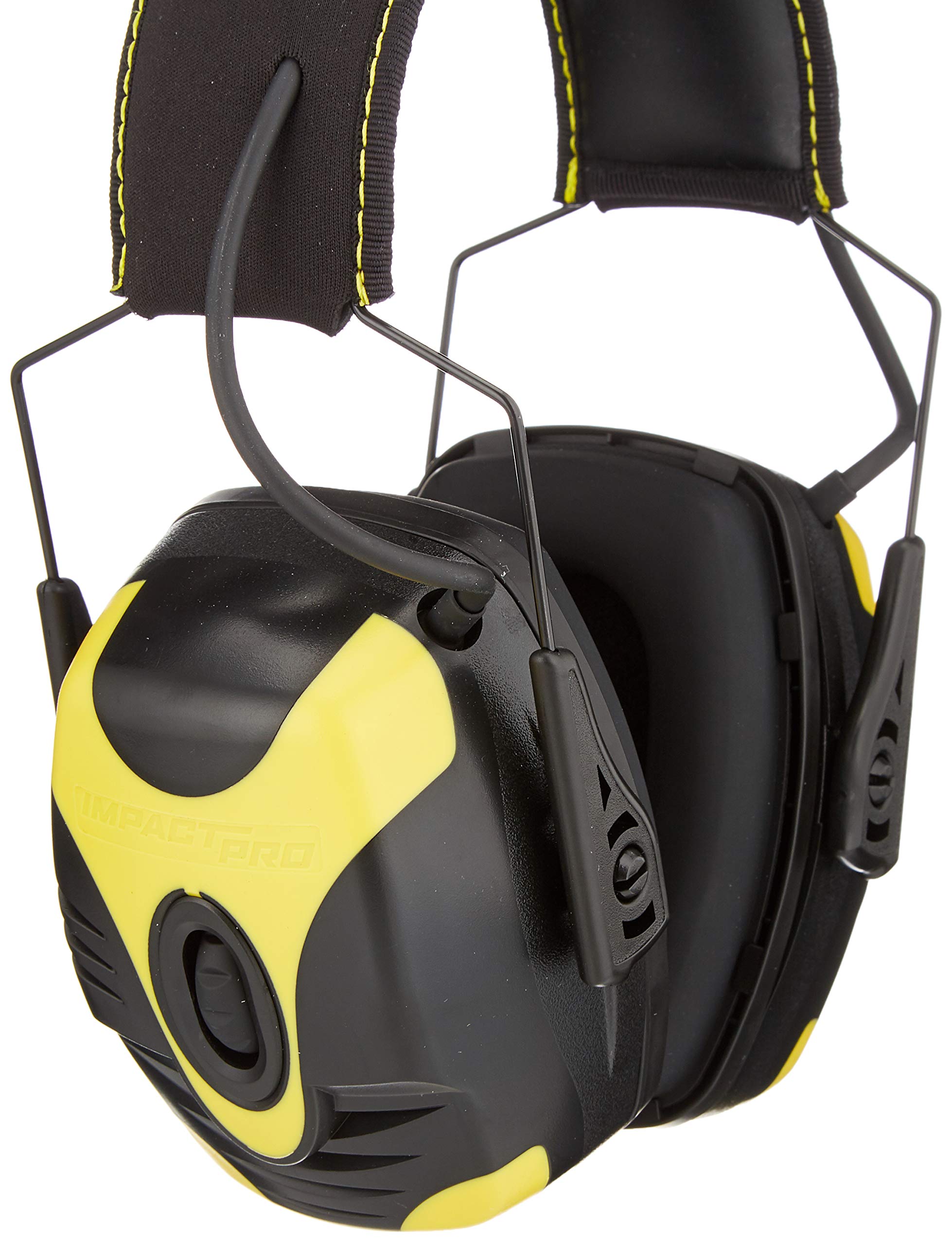 Honeywell 1034491 Howard Leight Impact Pro nauszniki przemysłowe z aktywną ochroną, kierunkowe mikrofony stereofoniczne, złącze audio jack, czarno-żółte, SNR 33 dB