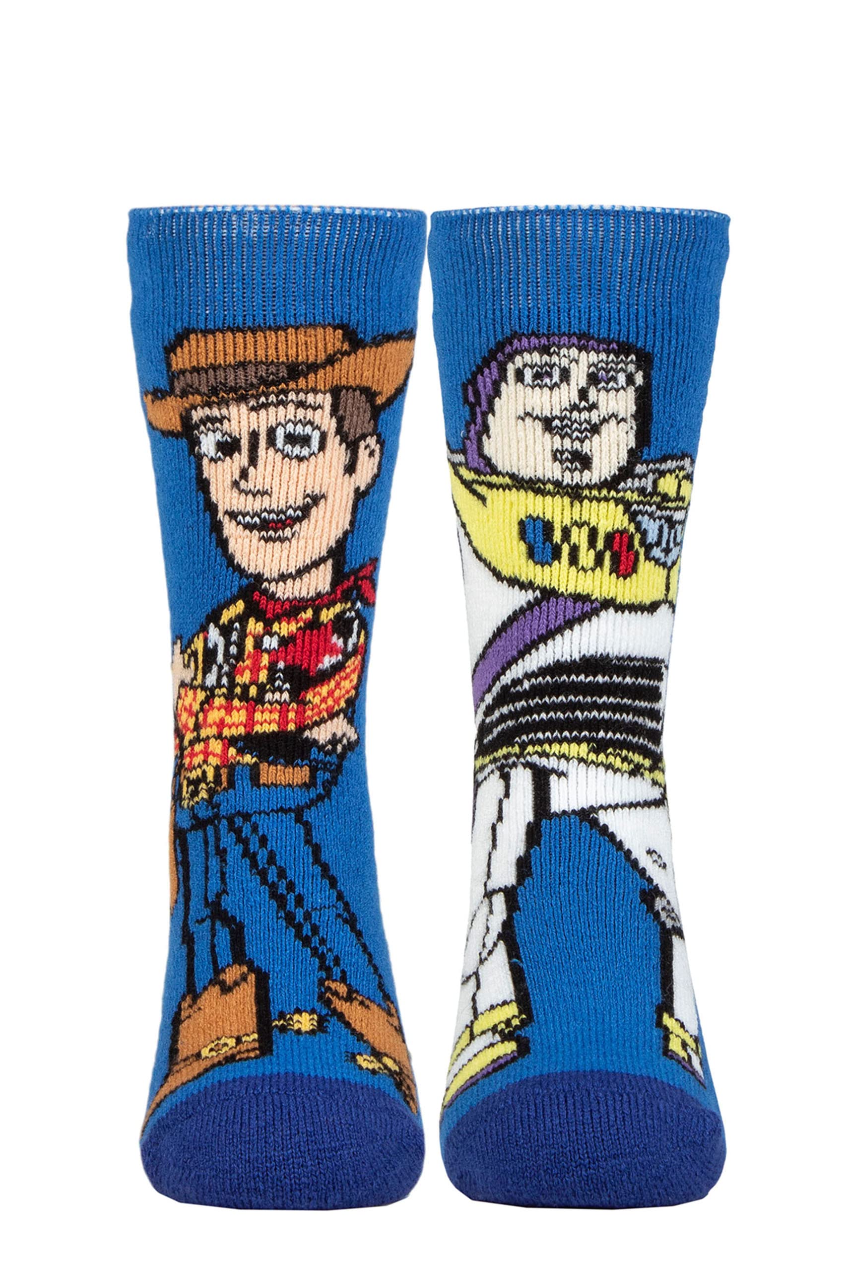 Heat Holders Blue Sockshop Disney Kids 1.6 Tog Lite Toy Story Woody And Buzz Thermal Socks Pack Of 1 12.5-3.5