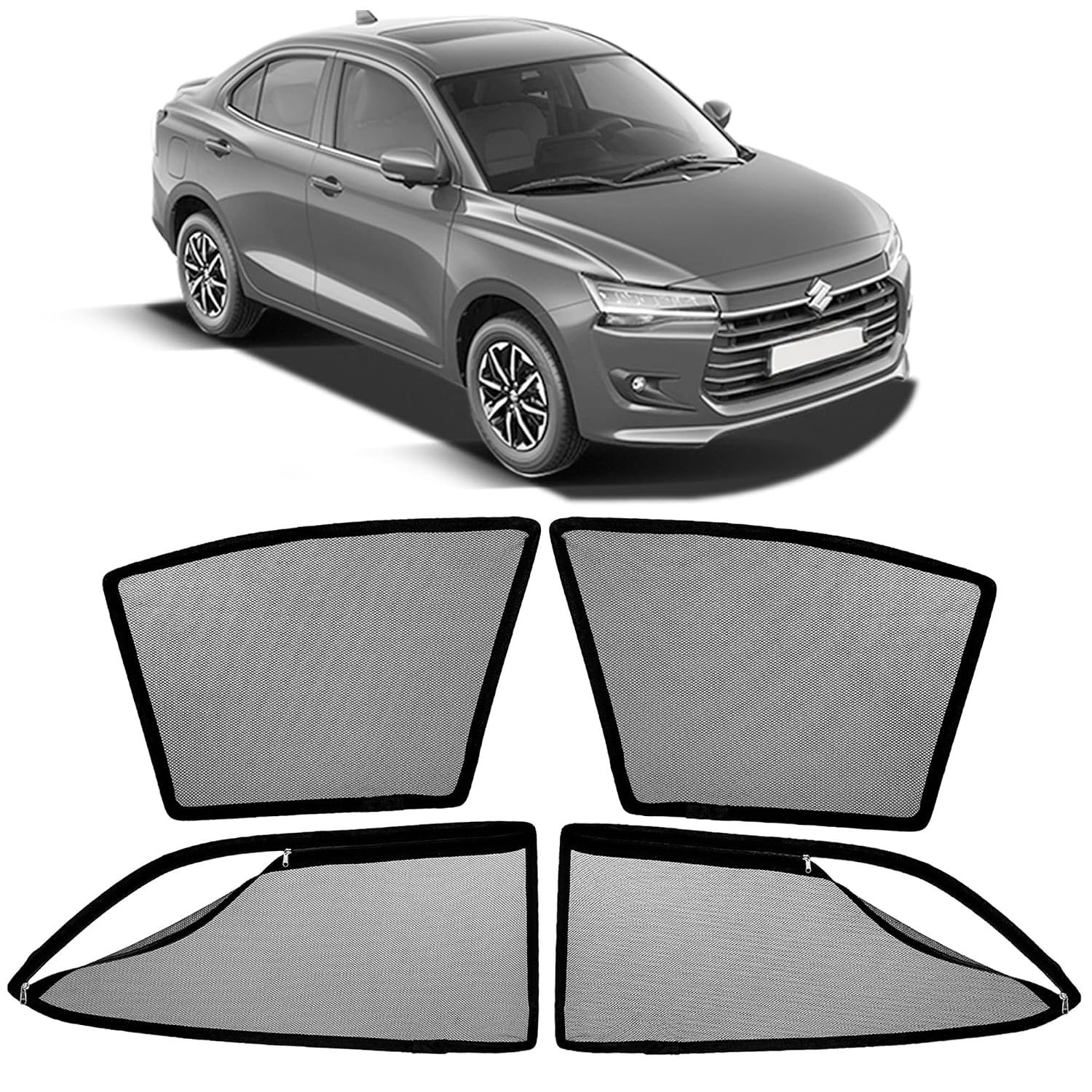 AutoStory Magnetic Car Sunshade for Dzire 2025 Onwards | Front Half Cut for Mirror Visibility + Rear Full Coverage with Zi... - Review, Price and Buying Guide
