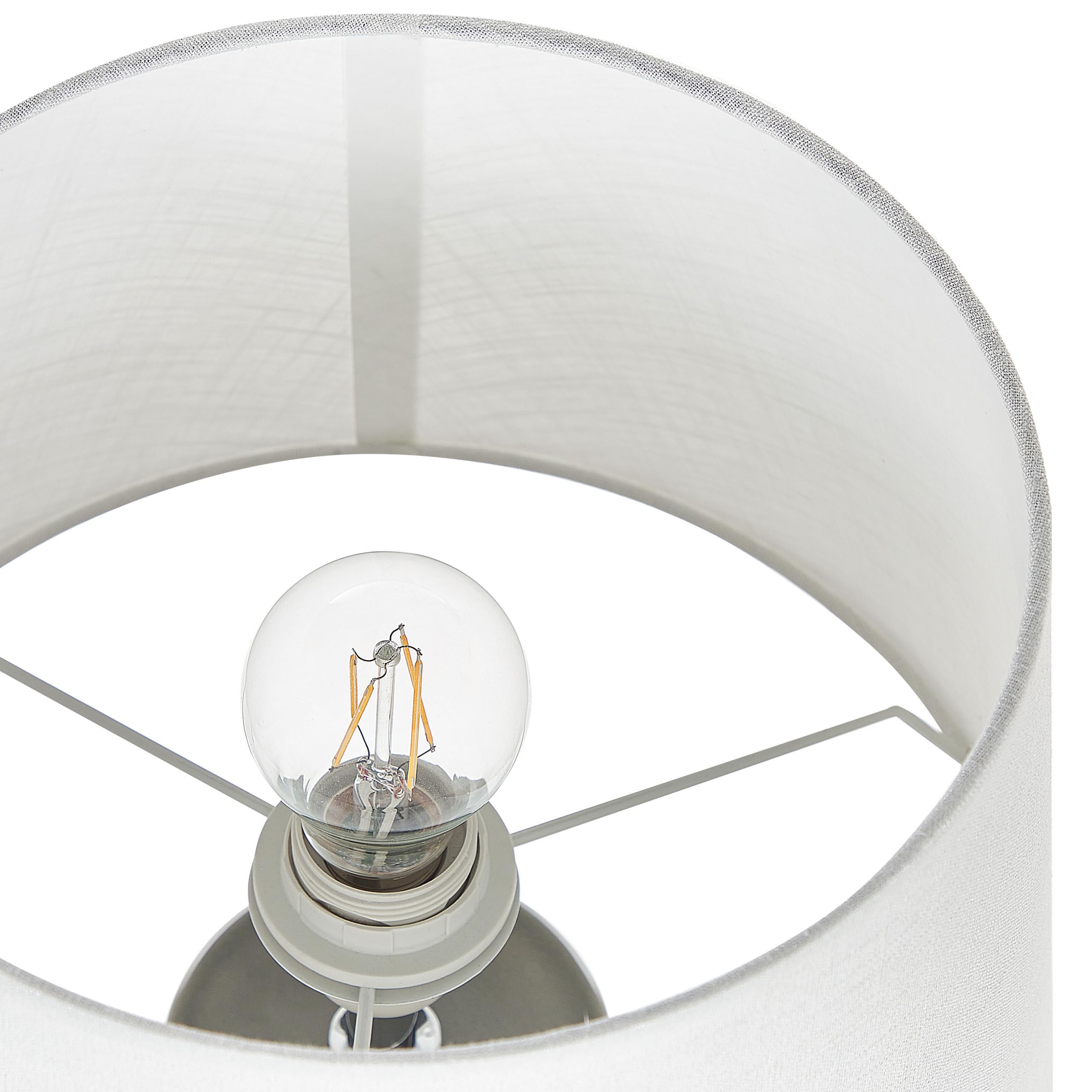 Beliani Lámpara de mesa de cerámica gris pantalla blanco 48 cm patrón geométrico ornamental sala de estar dormitorio Khoper