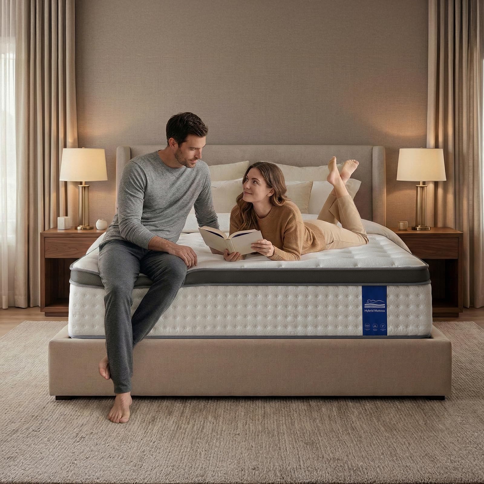 Photo 1 of ***FACTORY SEALED - OPENED FOR INSPECTION*** DINBooonLUX King Mattress,12 Inch Hybrid King Size Mattresses in a Box with Gel Memory Foam,Comfort Foam and Motion Isolation Pocket Coils,Pressure Relief,CertiPUR-US