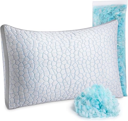 MetersGod Almohadas de espuma viscoelástica trituradas para dormir, almohada de bambú refrescante con almohadas ajustables para dormir de lado y de