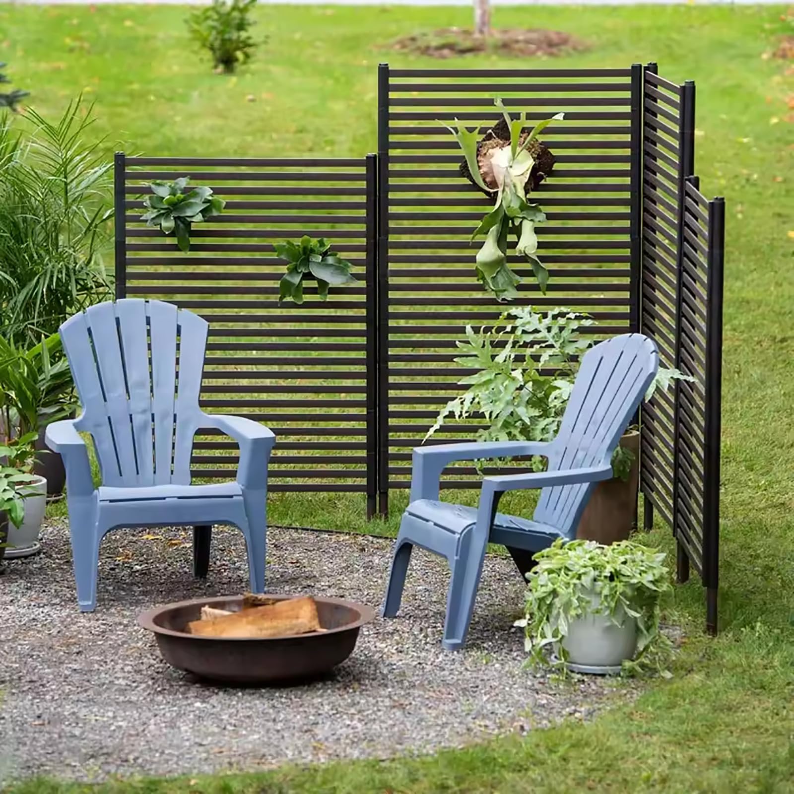 Schermo privacy per esterni, autoportante, 1,2 m di larghezza x 1,8 m di altezza, con rivestimento in PE, tubi in acciaio e pannelli decorativi per patio, giardino, cortile