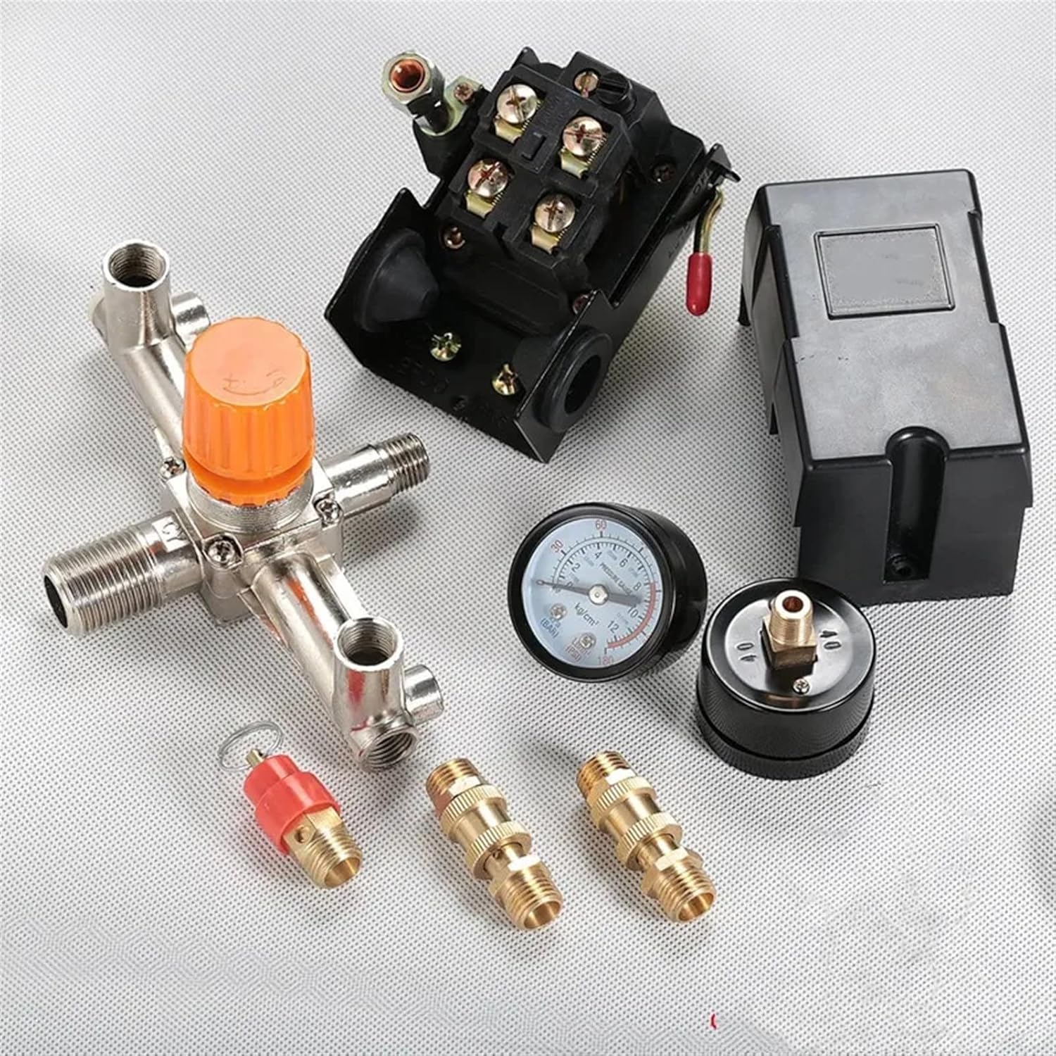 Pressure Switch Manifold Regulator Gauges Air Compressor Pressure Switch Control Valve 90-120PSI (Horizontal Switch)