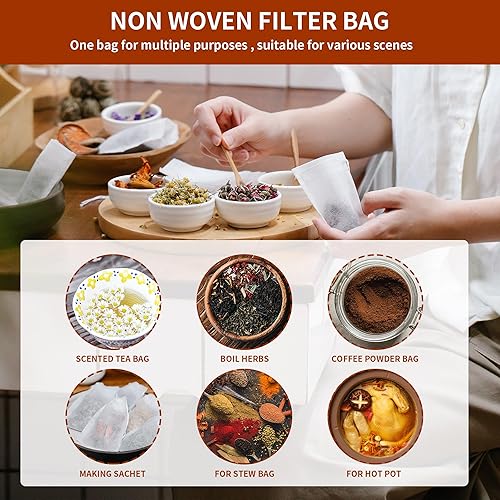 Miniatura 4 de 1100 bolsas de té para hojas sueltas, bolsas de filtro de té, coladores, bolsas de té vacías desechables con cordón, bolsas de café, paquete de