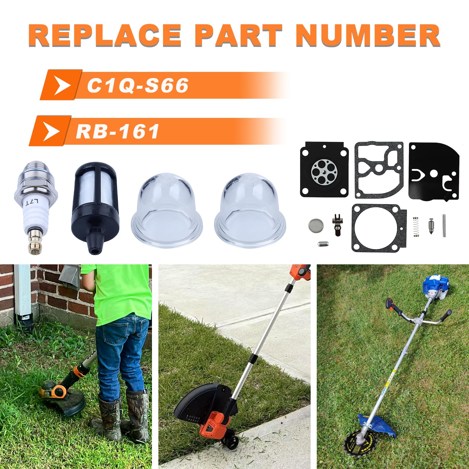 Kit de Reparación de Juntas de Carburador para Stihl FS 38, 45, 55, 46, FS38, FS45, FS55, FS46, HS45, BG45, BG85, MM55, BT45 y C1Q-S66, con Filtro de Aceite, Filtro de Combustible y Bujía