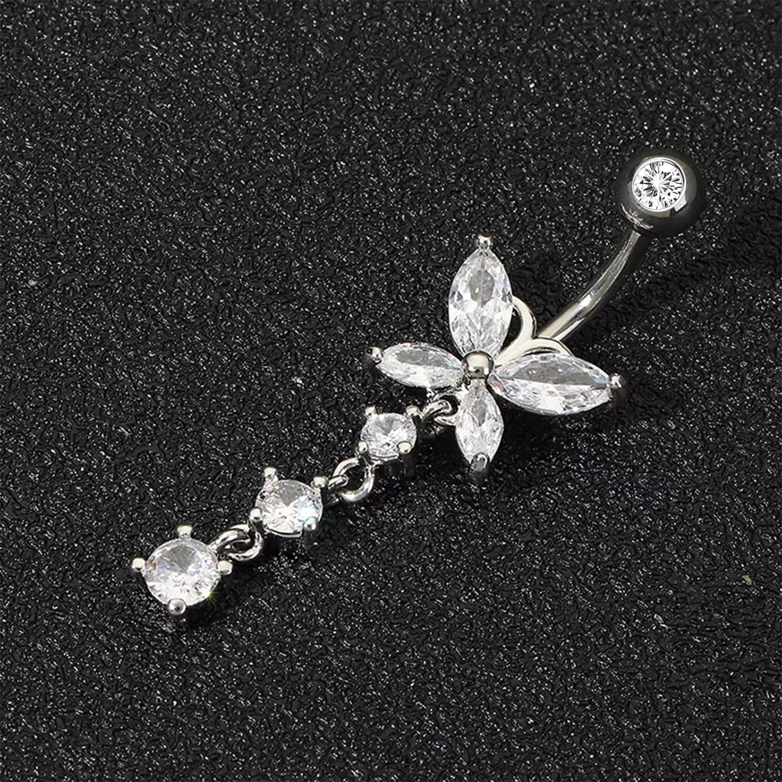 AceFun piercing ombligo Plata de ley 925 6mm 8mm 10mm 12mm genuino S925 esterlina mariposa largo vientre piercing joyería barbillas curvas ombligo premium para las mujeres