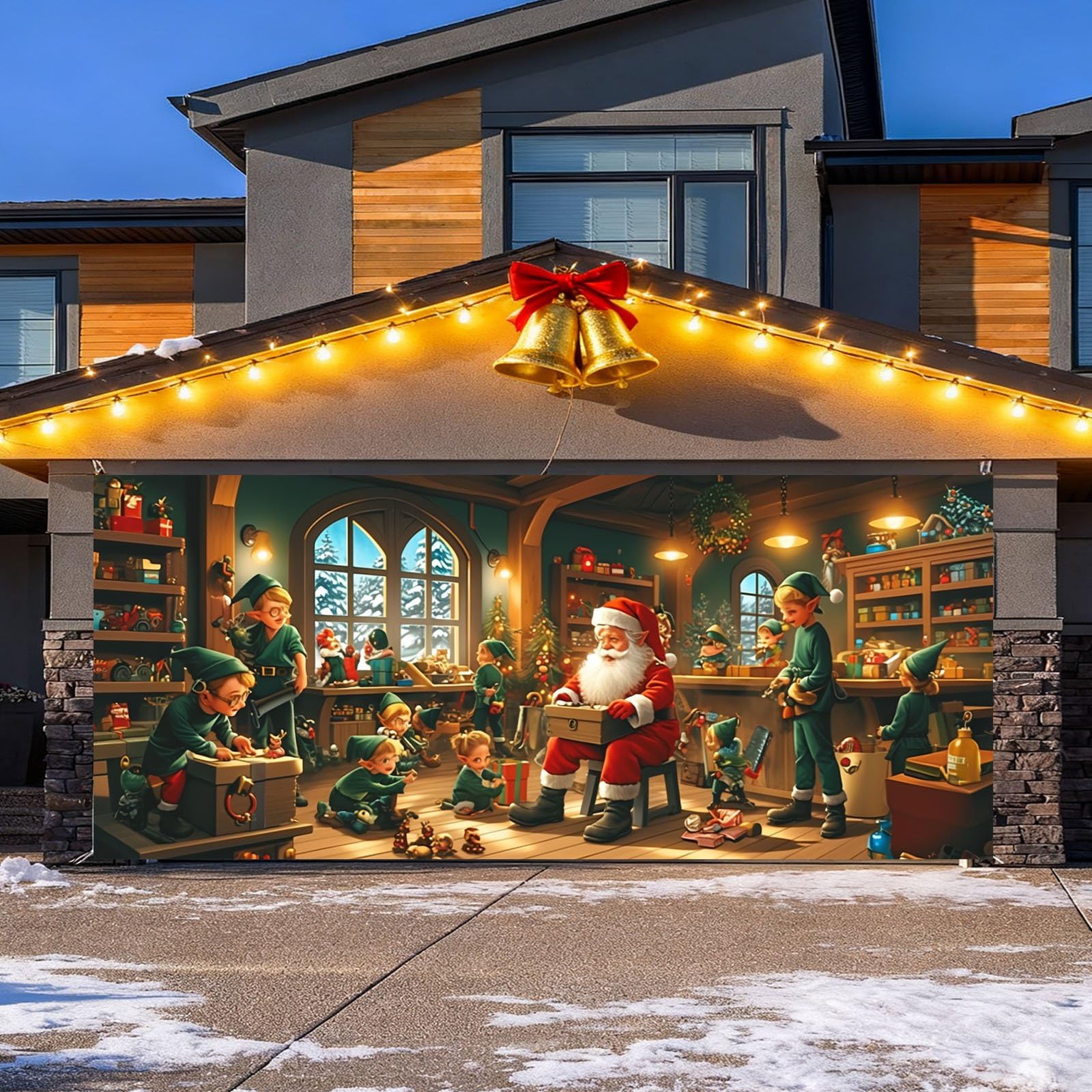 Cartel de buena suerte con texto en inglés «The Merry Christmas Christmas The Background Party Santa Photography Garage Door Back» 277