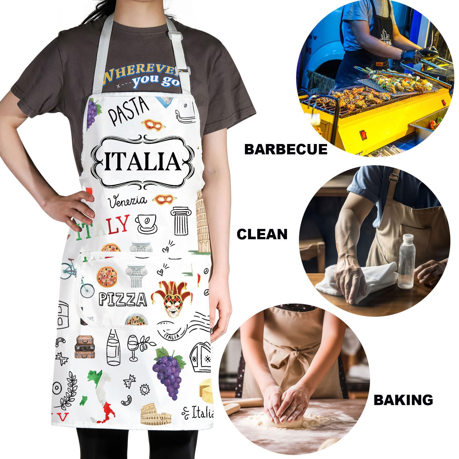 G2TUP Delantal de cocina italiano, delantal de cocina para chefs italianos y delantales temáticos