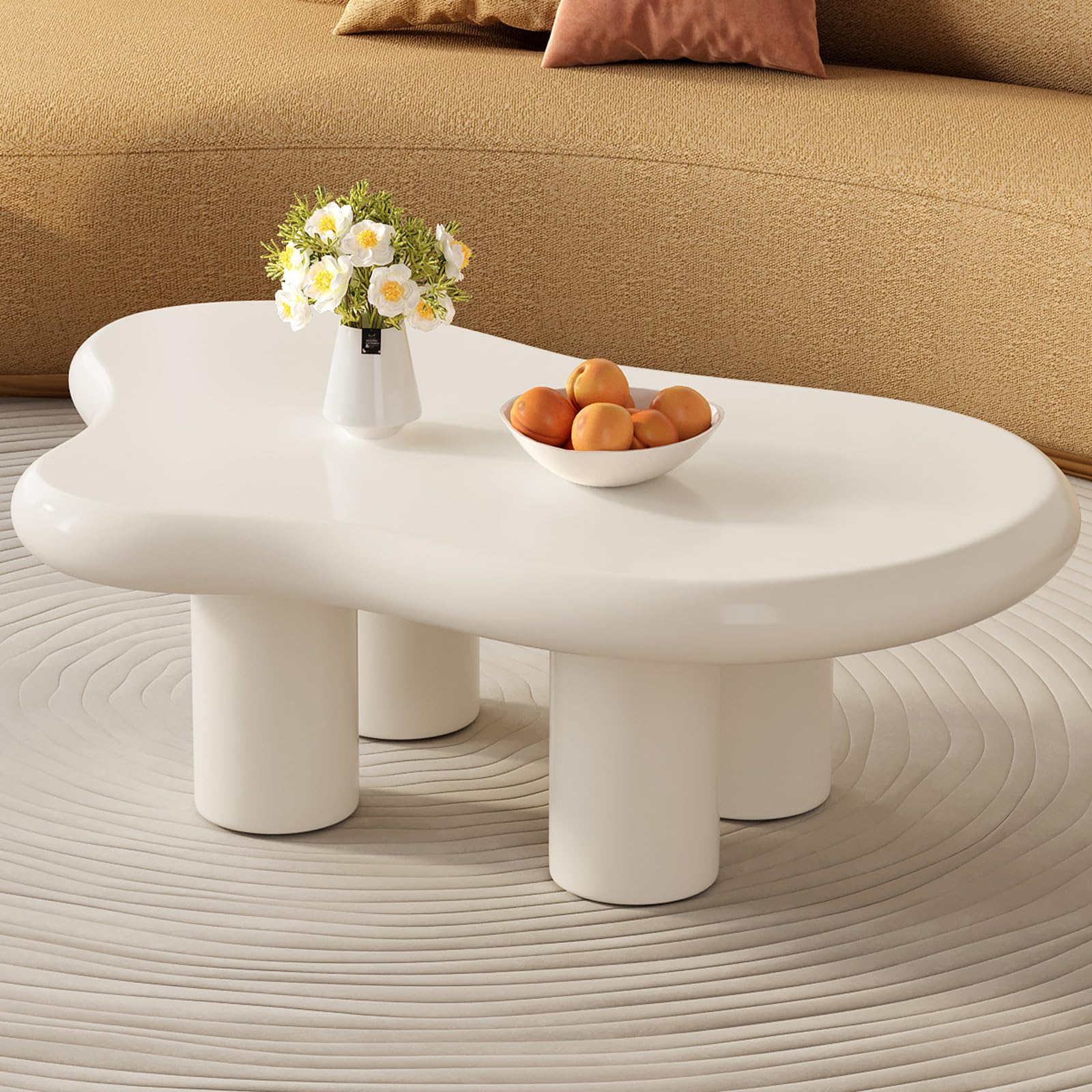 Guyii White Cloud Coffee Table, Irregular Indoor End Table, 117CM x 46.06CM