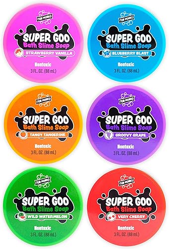 Miniatura 6 de Tub Works Super Goo Bath Slime - Juguete de baño de jabón para niños, paquete de 6  Jabón elástico y blando para baño de niños  Aromas frescos y