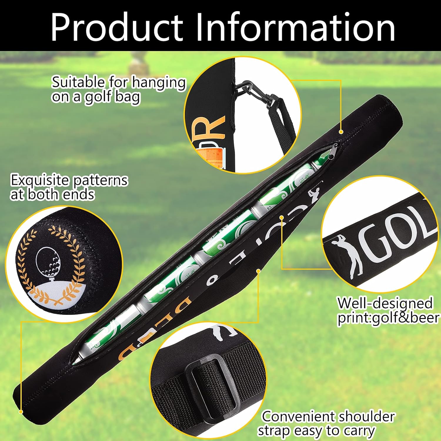 2 Pieces Golf Bag Cooler 6Can Cooler Sleeve Golf Cooler Golf Bag