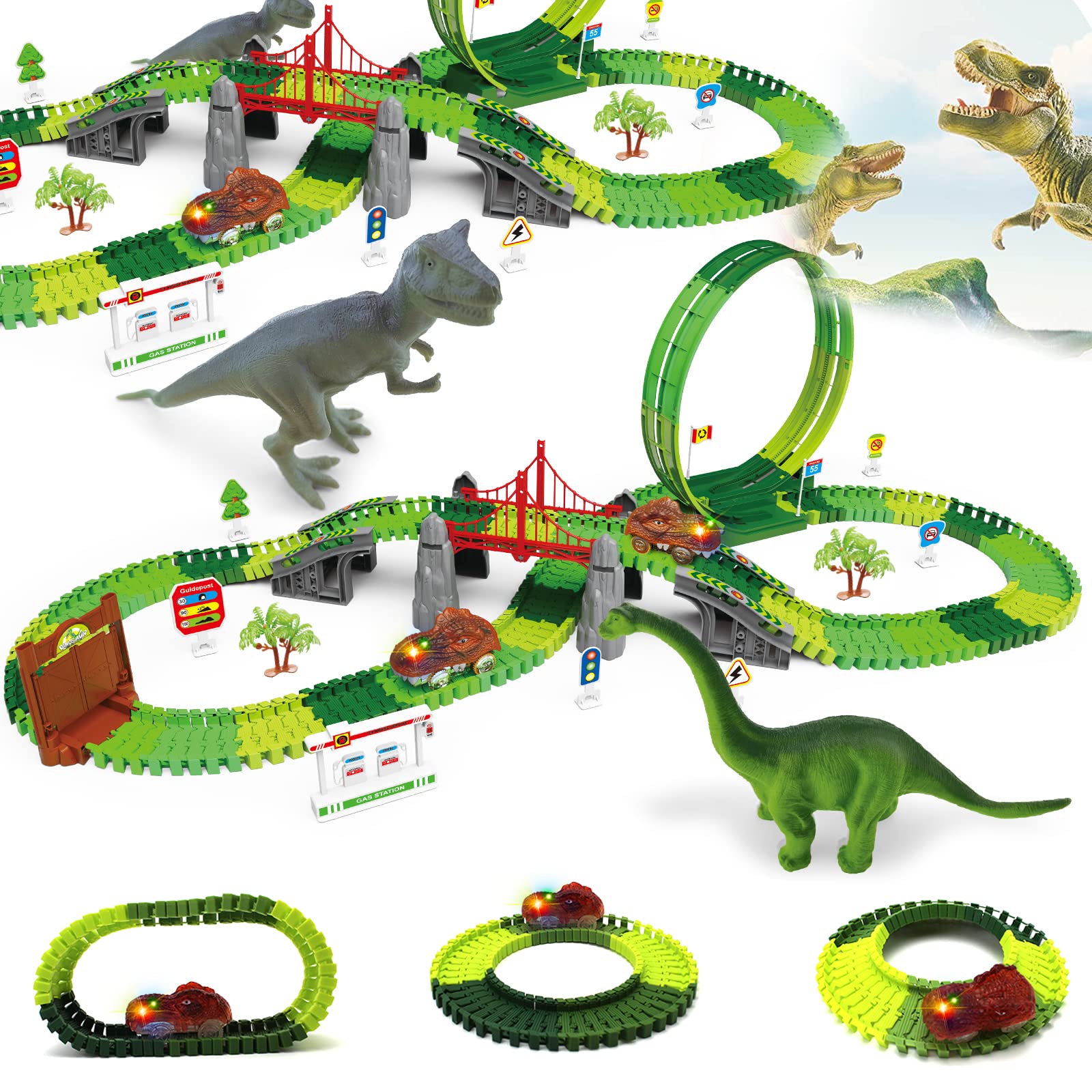 Buy WISHTIME Dinosaur Race Track Car Toy Set Flexible Dinosaur Tracks