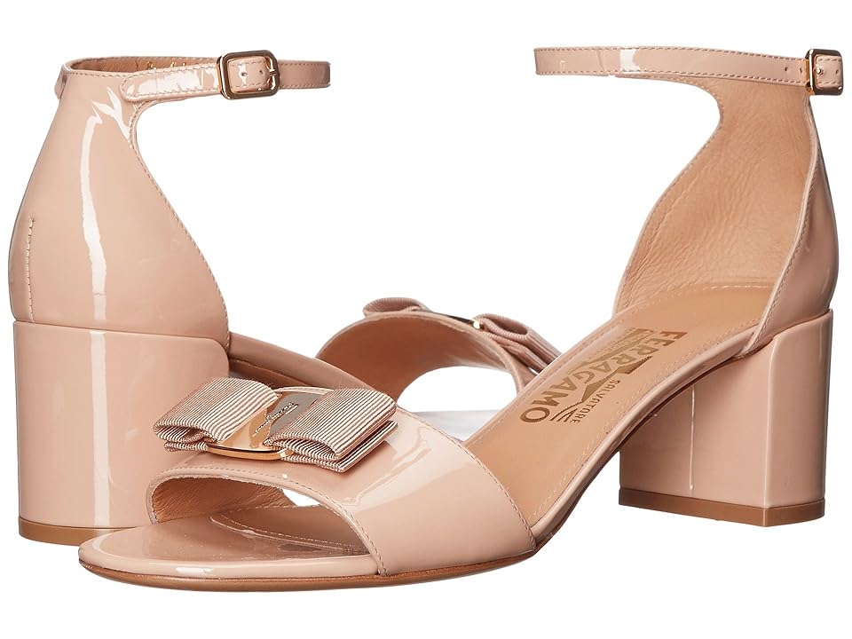 

Salvatore Ferragamo Gavina Sandal (New Bisque Patent) High Heels, Beige