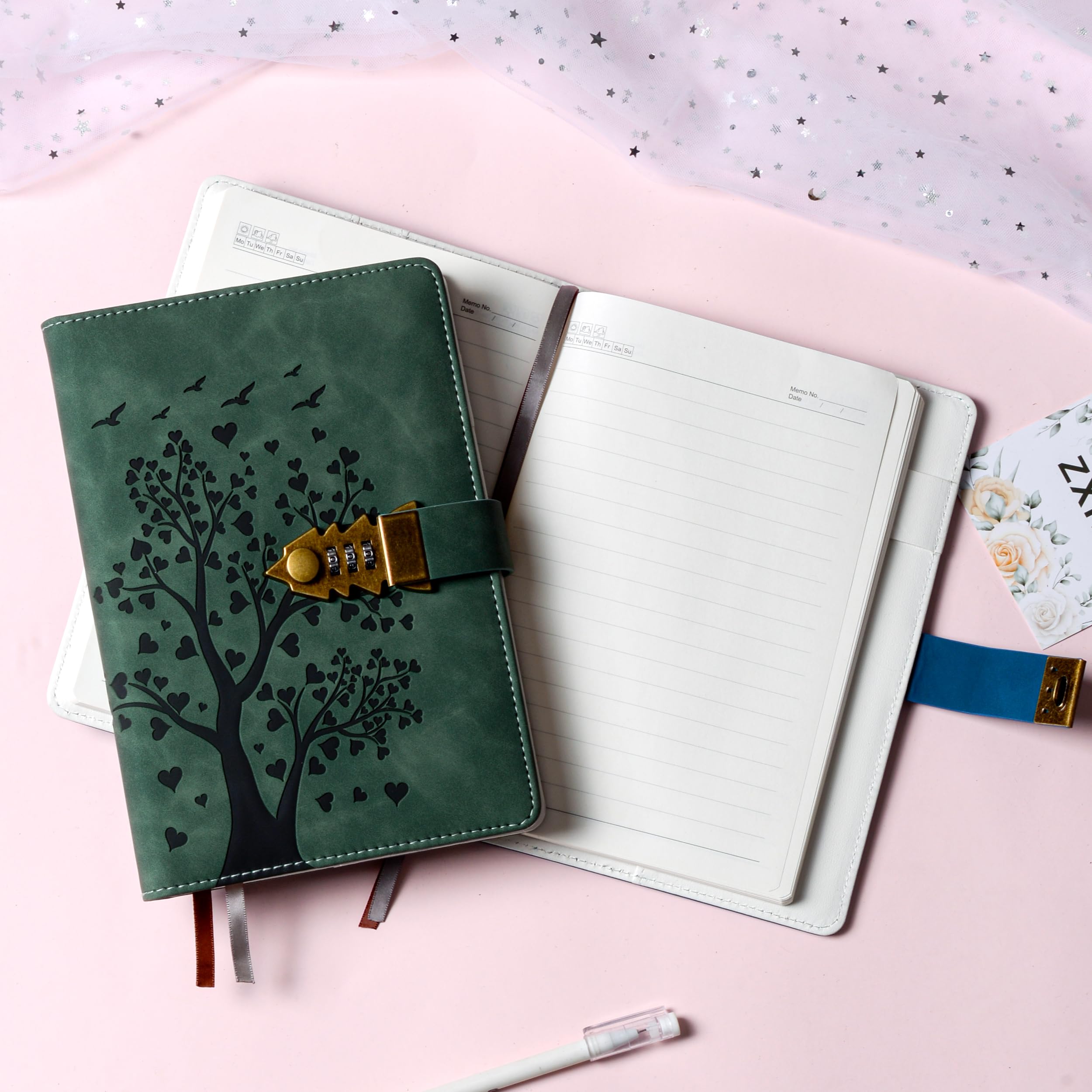 Diario Segreto A5 Lago Verde con Lucchetto 240 Pagine Notebook Protetto
