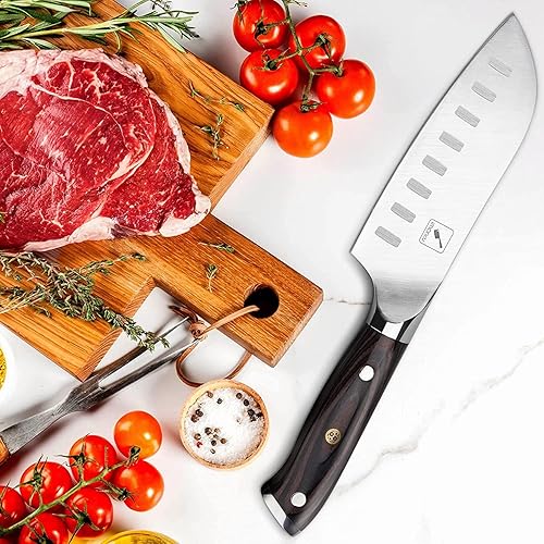 Miniatura 6 de imarku Santoku Cuchillo de chef de 5 pulgadas, cuchillo asiático ultra afilado, cuchillo de chef japonés, acero inoxidable japonés SUS440A, mango