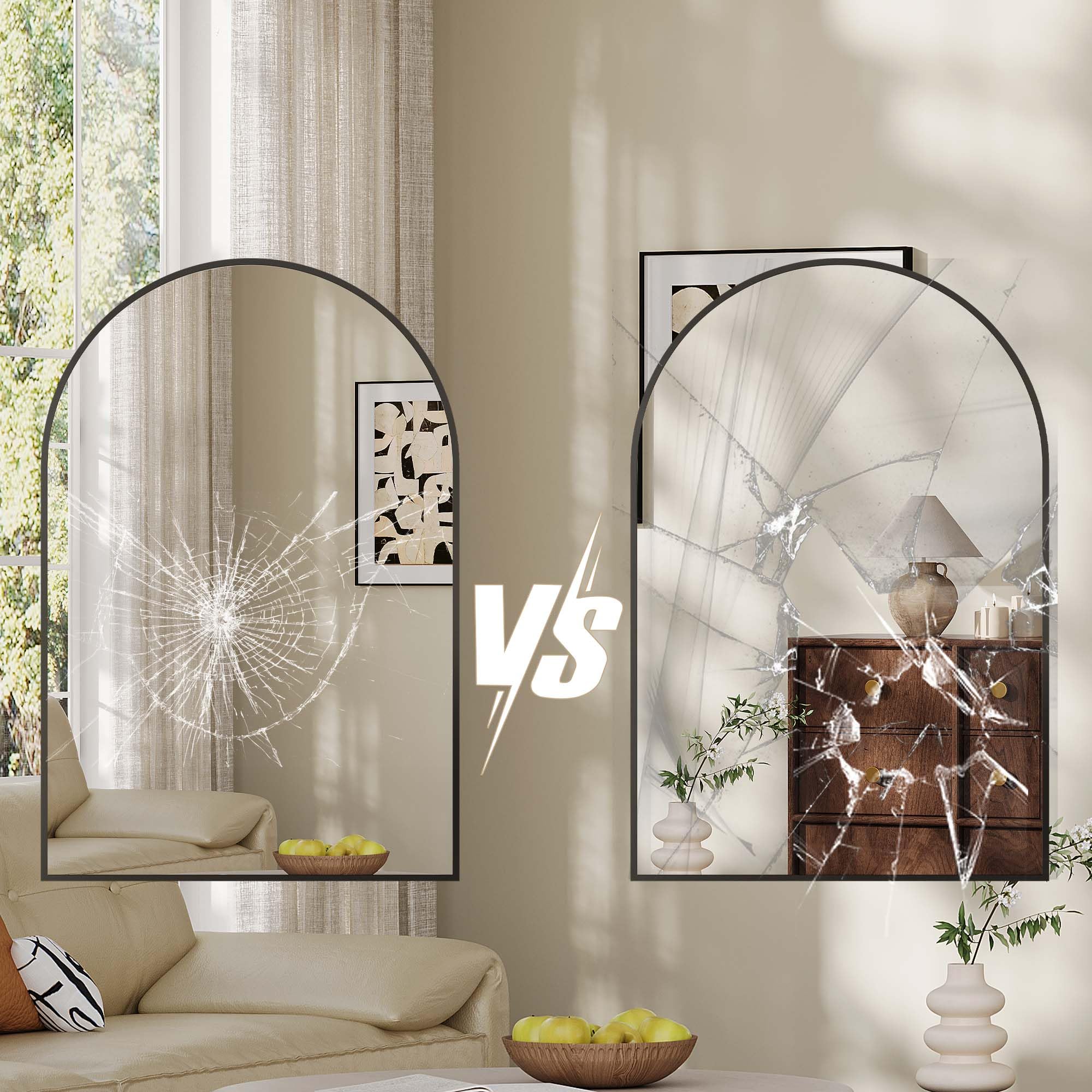 Garvee Espejo de Baño, Espejo de Pared Arqueado 61 x 91,4 cm, Marco de Aluminio Moderno, Espejo Decorativo para Entrada, Recibidor, Dormitorio o Salón, Vidrio HD de 5mm, Negro