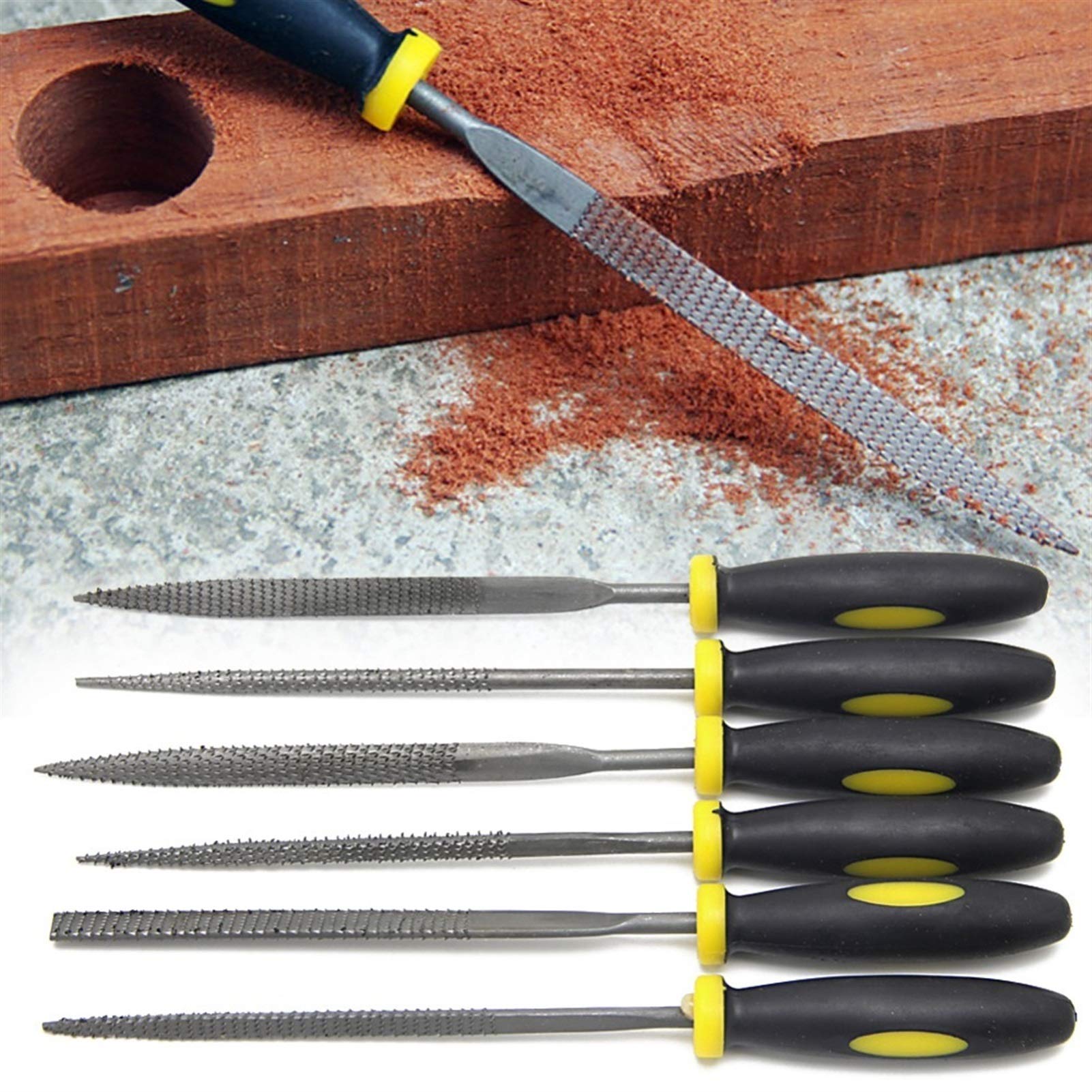 Limas de metal for acero, herramientas mecánicas, Lima de escofina de metal, 6 piezas de lima de metal pequeña de 140 mm, herramienta de madera, herramienta de lima manual for carpintería, lima resist