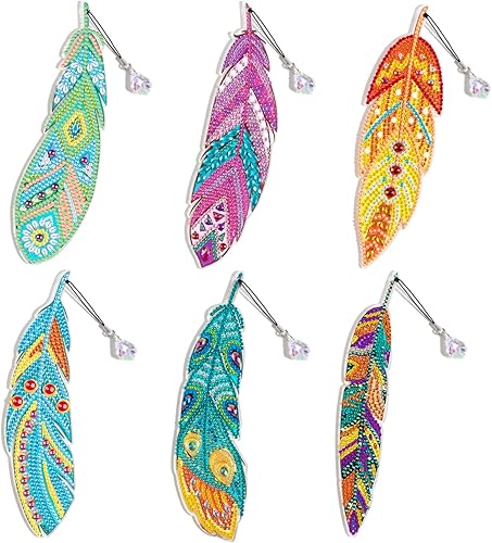 6 marcadores de pintura de diamantes marcapáginas de plumas de cristal para la oficina en casa la escuela pintura de diamantes 5D para principiantes