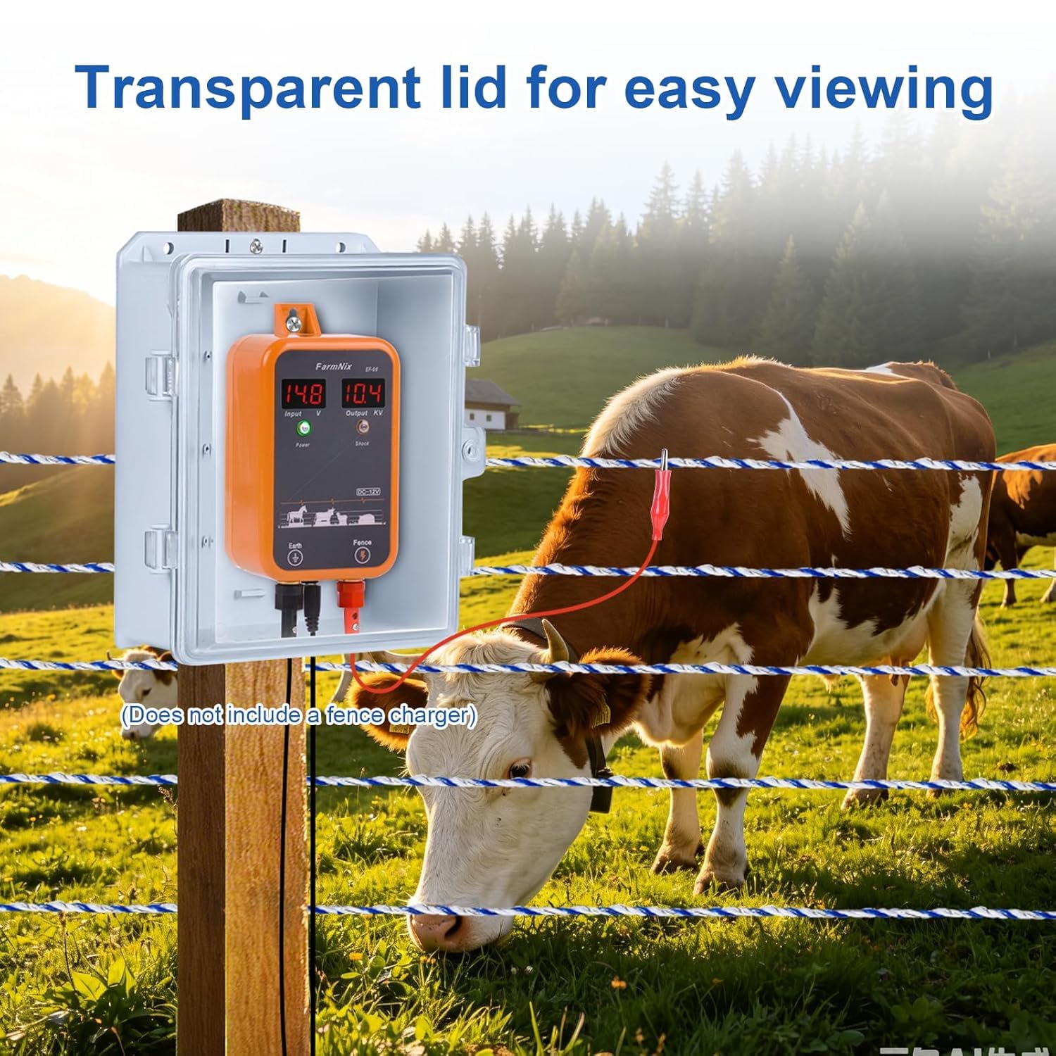 Carcasa impermeable para valla eléctrica con cable de valla eléctrica (200 metros), 6 hebras de acero inoxidable para una conductividad confiable y resistencia al óxido, para exteriores