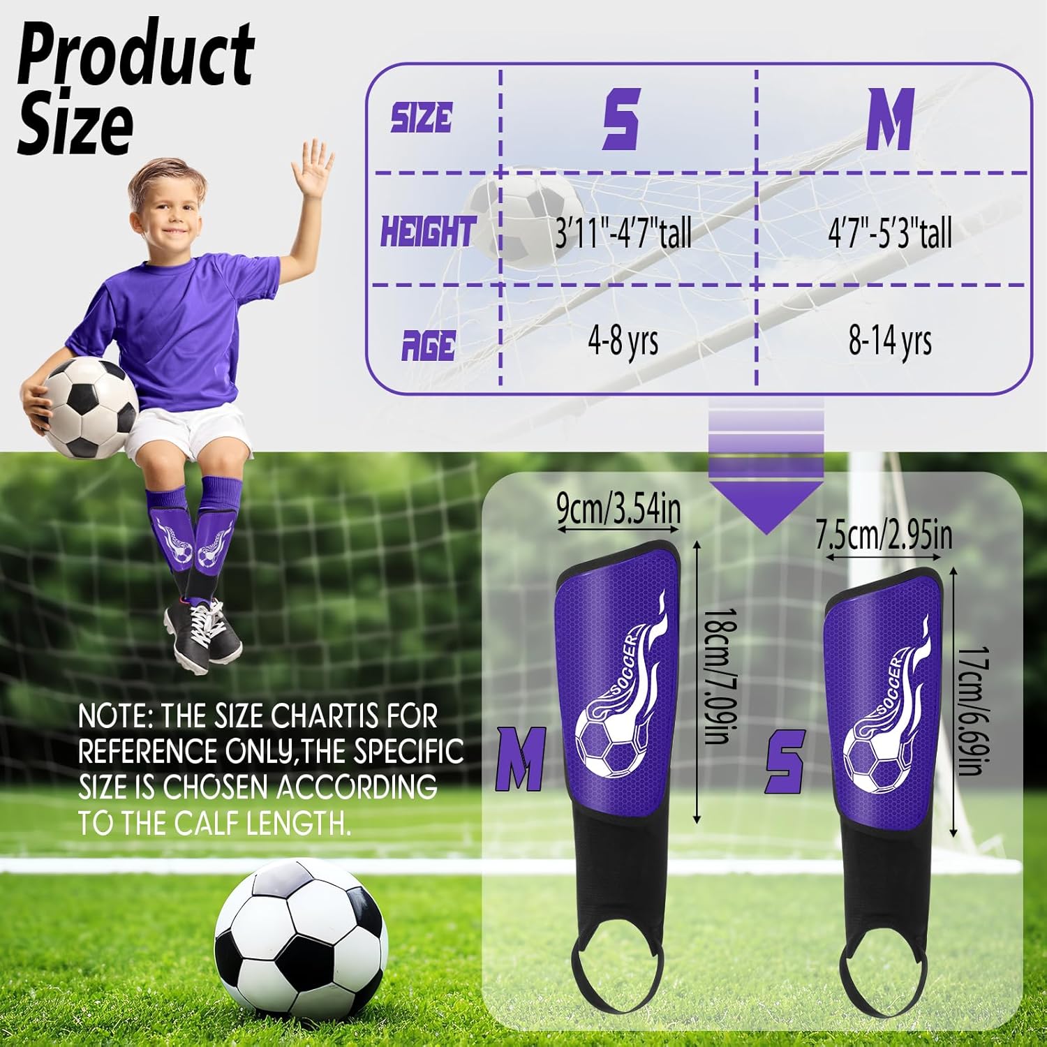 Soccer Shin Guards and Socks Kids Youth Lightweight Soccers Pads Defender with Ankle Protection Ski Shin Guards Football Equipment for Age 4-14 Toddler Boy Girl - Image 2