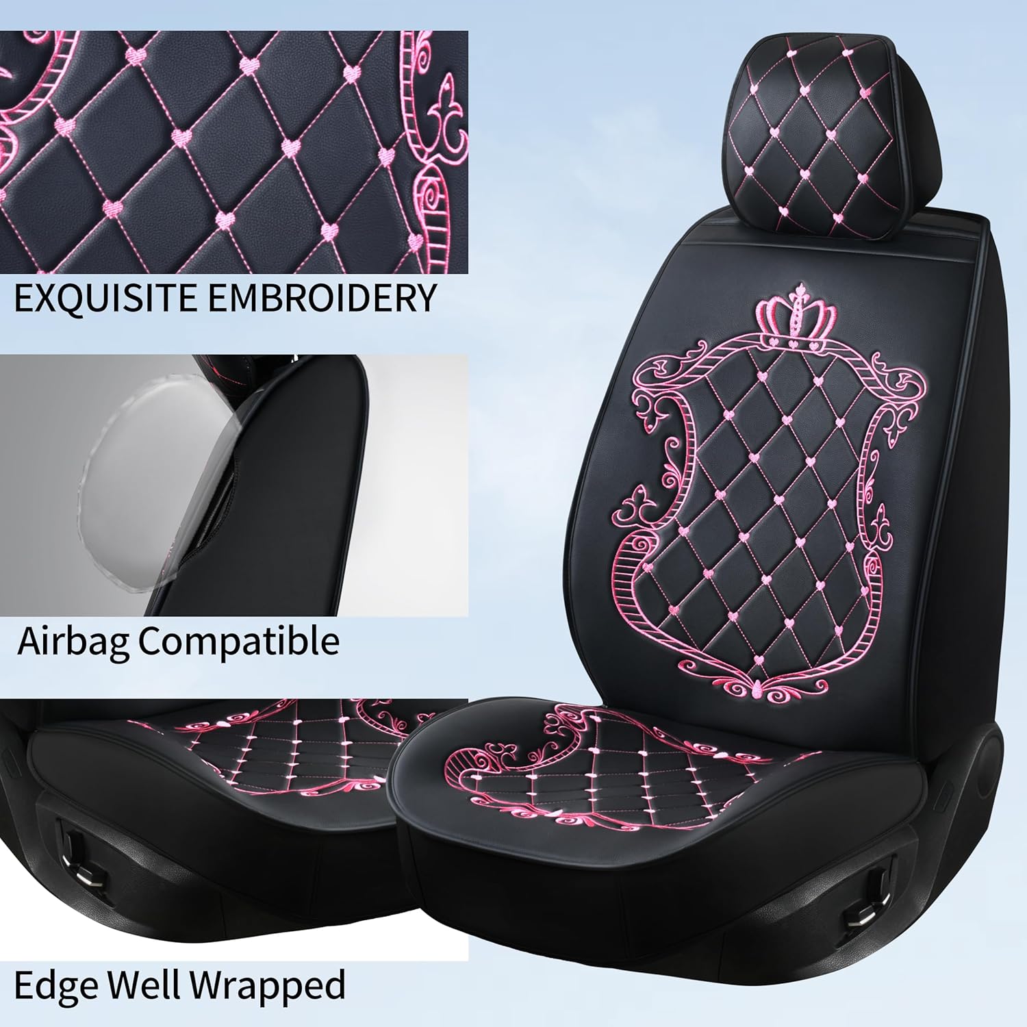 Leather Car Seat Covers,Luxurious Universal Duty Waterproof Leather Automotive Vehicle Cover for Cars SUV Pick-up Truck