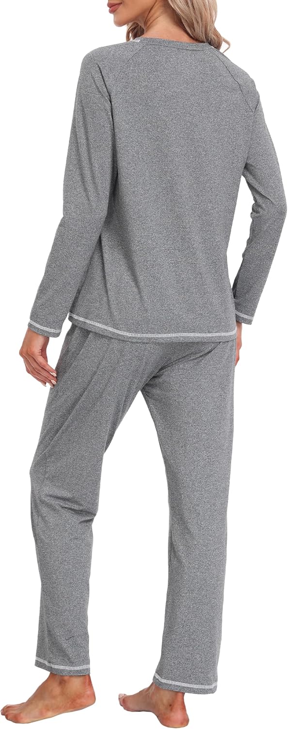MoFiz Women's Pajamas Sets Long Sleeve Sleepwear 2 Piece Pjs Lightweight Lounge Set with Pockets - Image 3