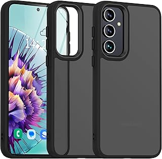 جراب حماية مطفي لموبايل سامسونج جالاكسي A16 شبكة الجيل الخامس 5G/شبكة الجيل الرابع 4G، جراب موبايل خلفي مطفي شفاف مصنفر مقاوم للصدمات وبصمات الأصابع من دلع موبايلك (أسود)